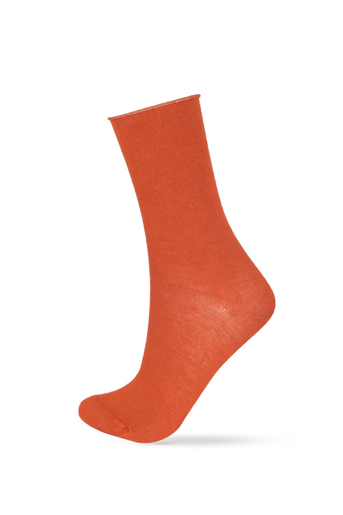 Womens Dark Terracotta Color Non-elastic Modal Fabric Thin Sock