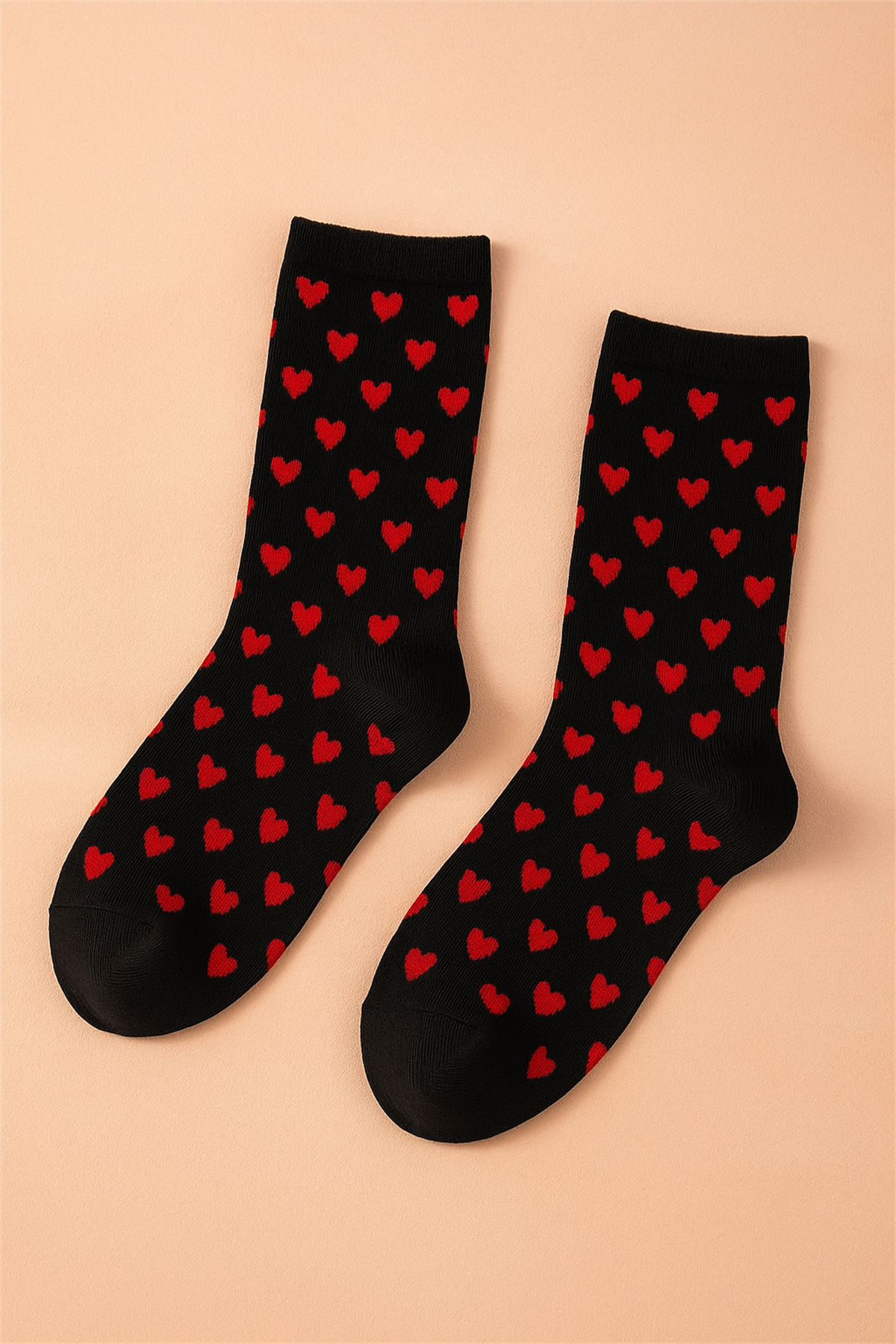 Womens Small Heart Sock Socks Black
