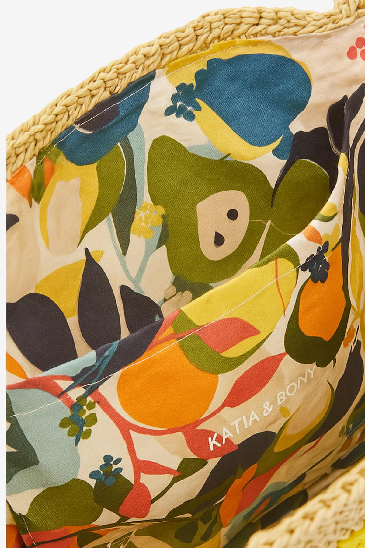 Kadın Limon İşlemeli Hasır Kol Çantası