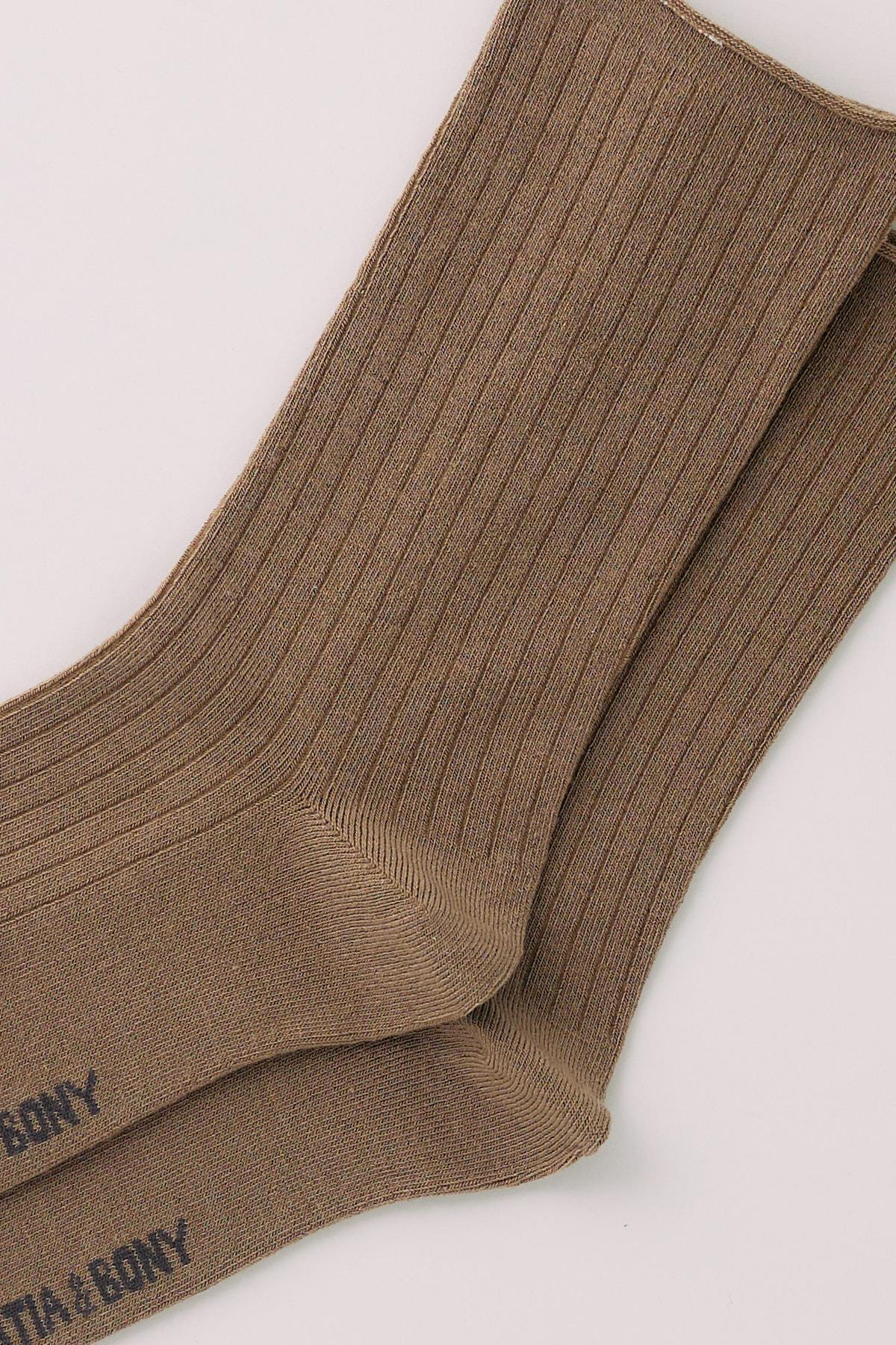 Womens Lyocell Beige Color Socket Socks