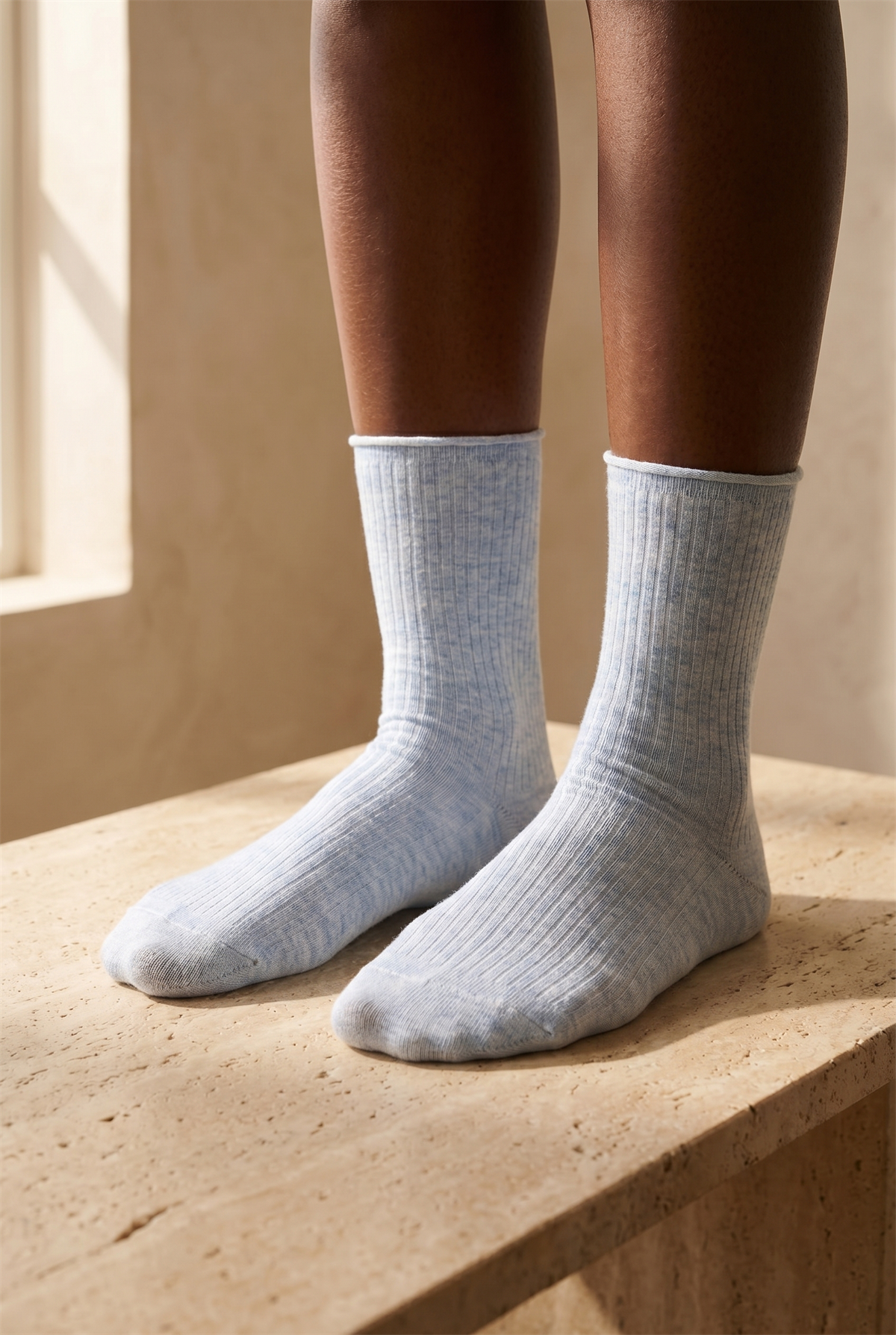 Kadın Lyocell Mavi Melanj Renkli Soket Çorap 