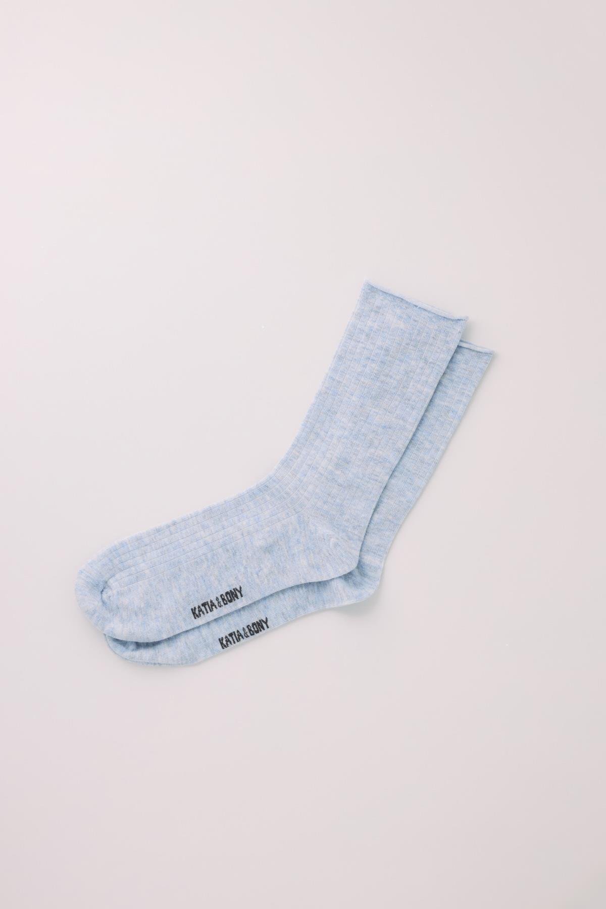 Womens Lyocell Blue Melange Color Socks