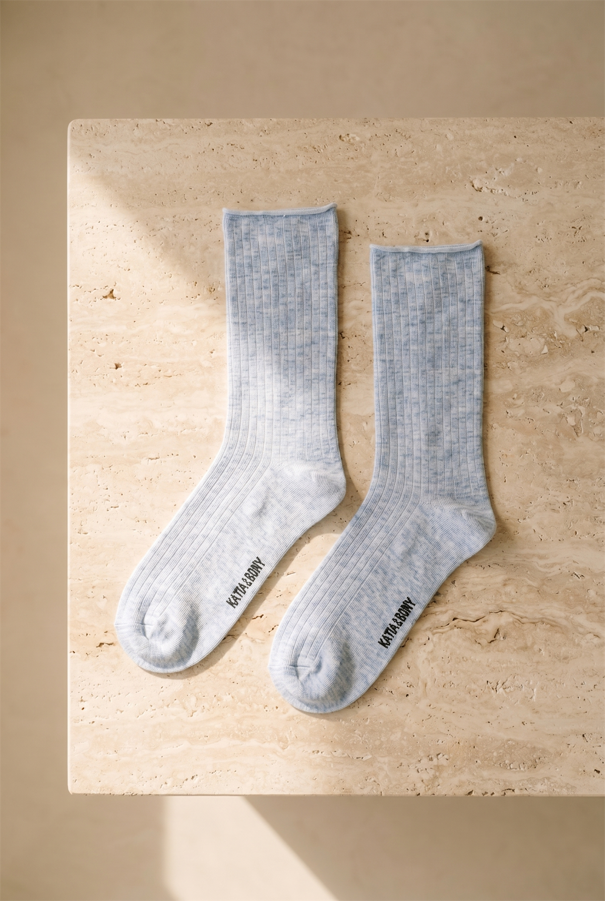 Kadın Lyocell Mavi Melanj Renkli Soket Çorap 