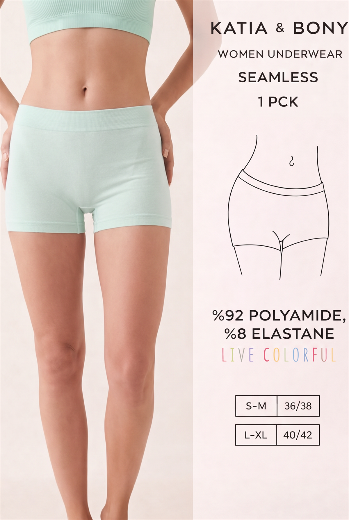 Kadın Mavi Seamless Boxer