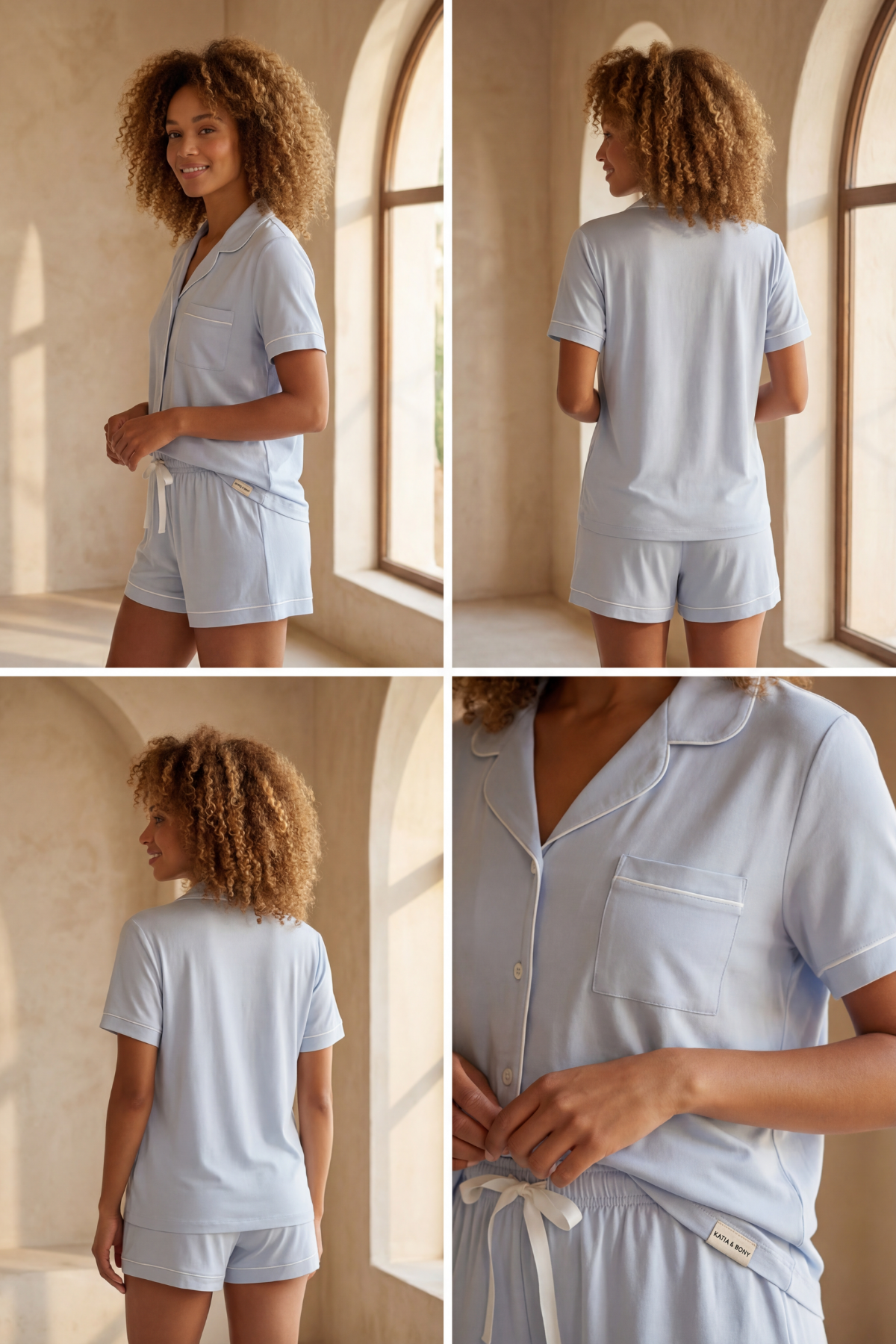 12612W3005 MEDITERRANEAN CEPLİ KADIN ŞORT TAKIM MAVİ