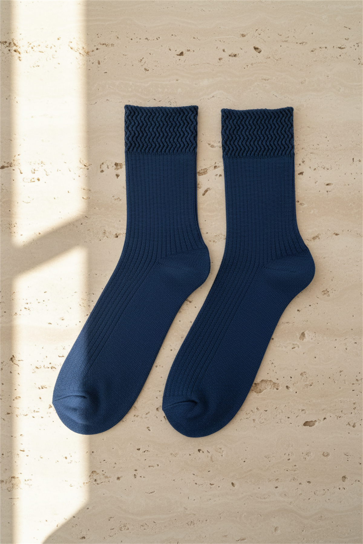 Kadın Örgü Desenli Soket Çorap Lacivert