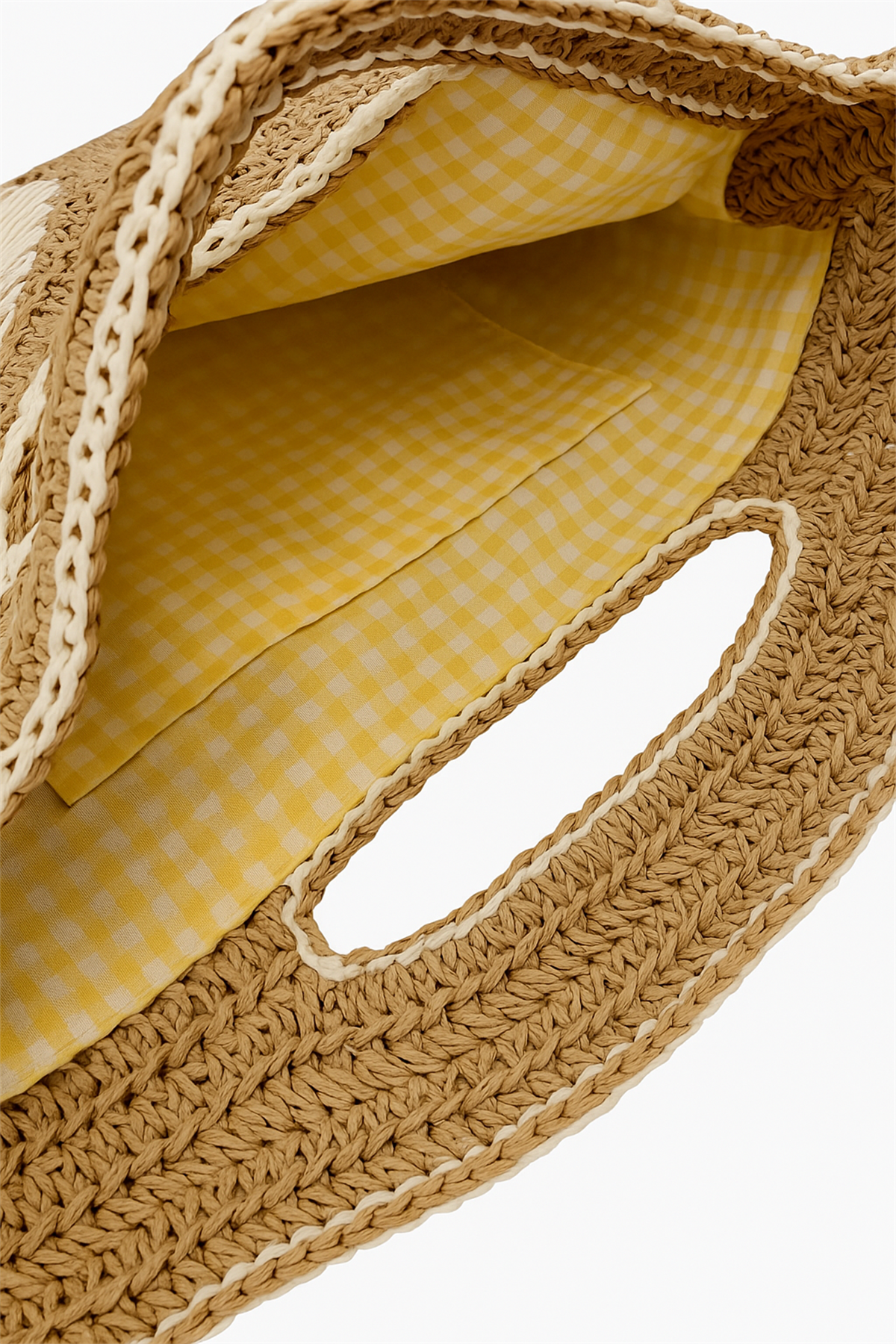 Womens Large Daisy Embroidered Straw Bag
