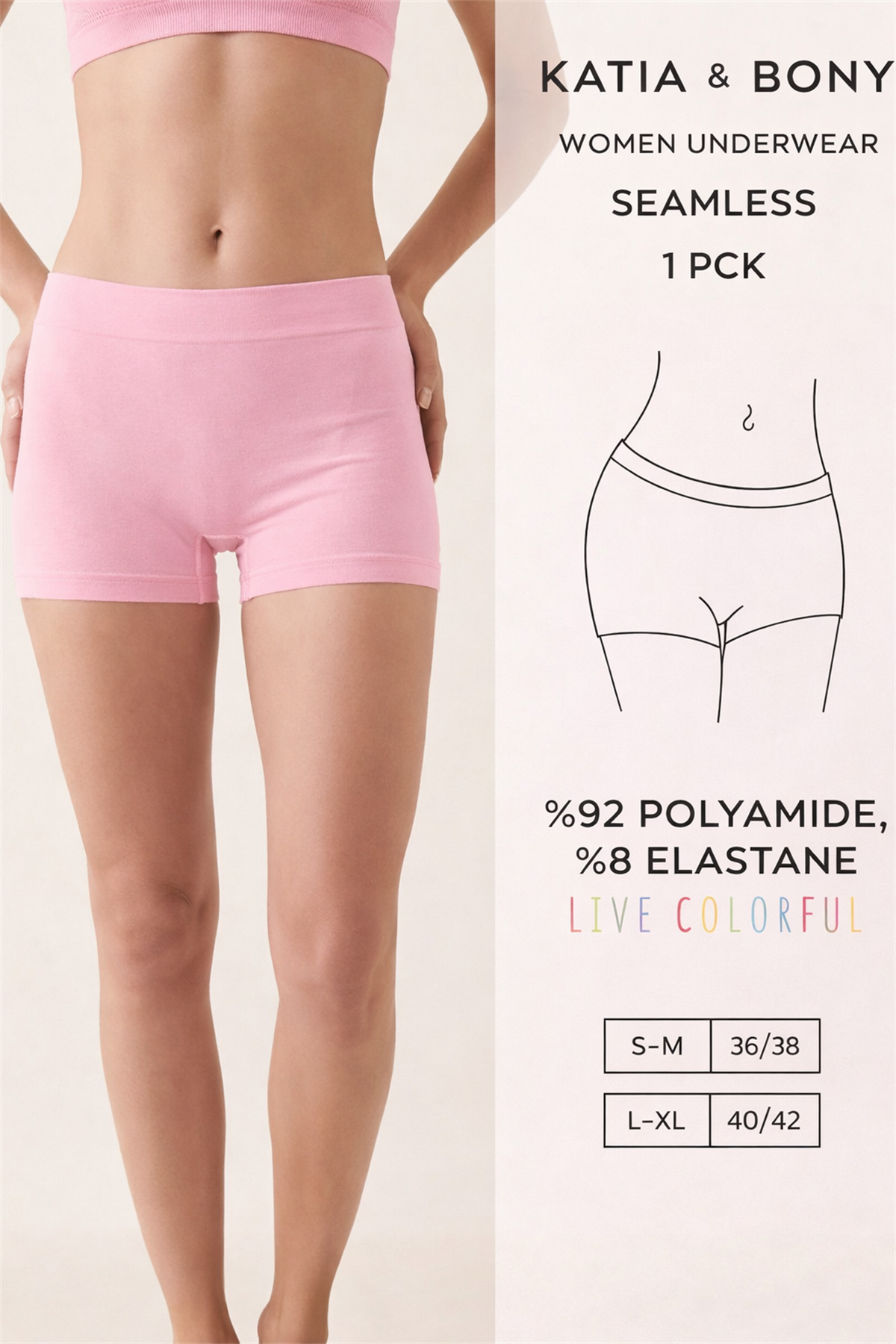 Kadın Pembe Seamless Boxer