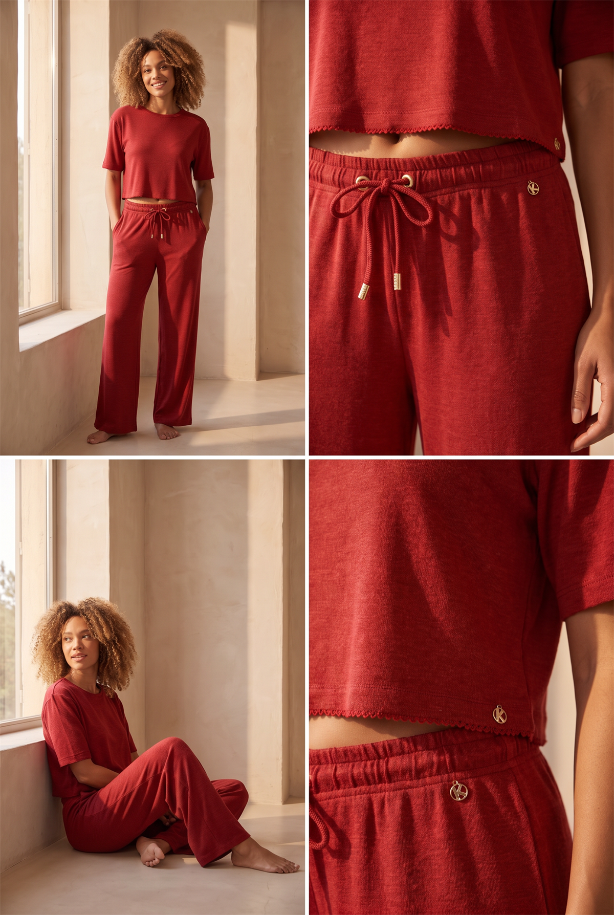 22611W3003 LOUNGEWEAR KADIN CROP Bordo