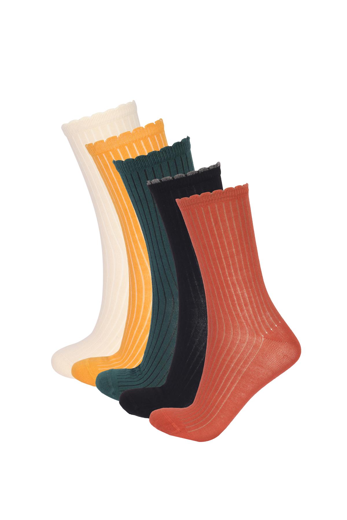 12401G2038  5PCK KADIN SOKET ÇORAP ÇOK RENKLİ
