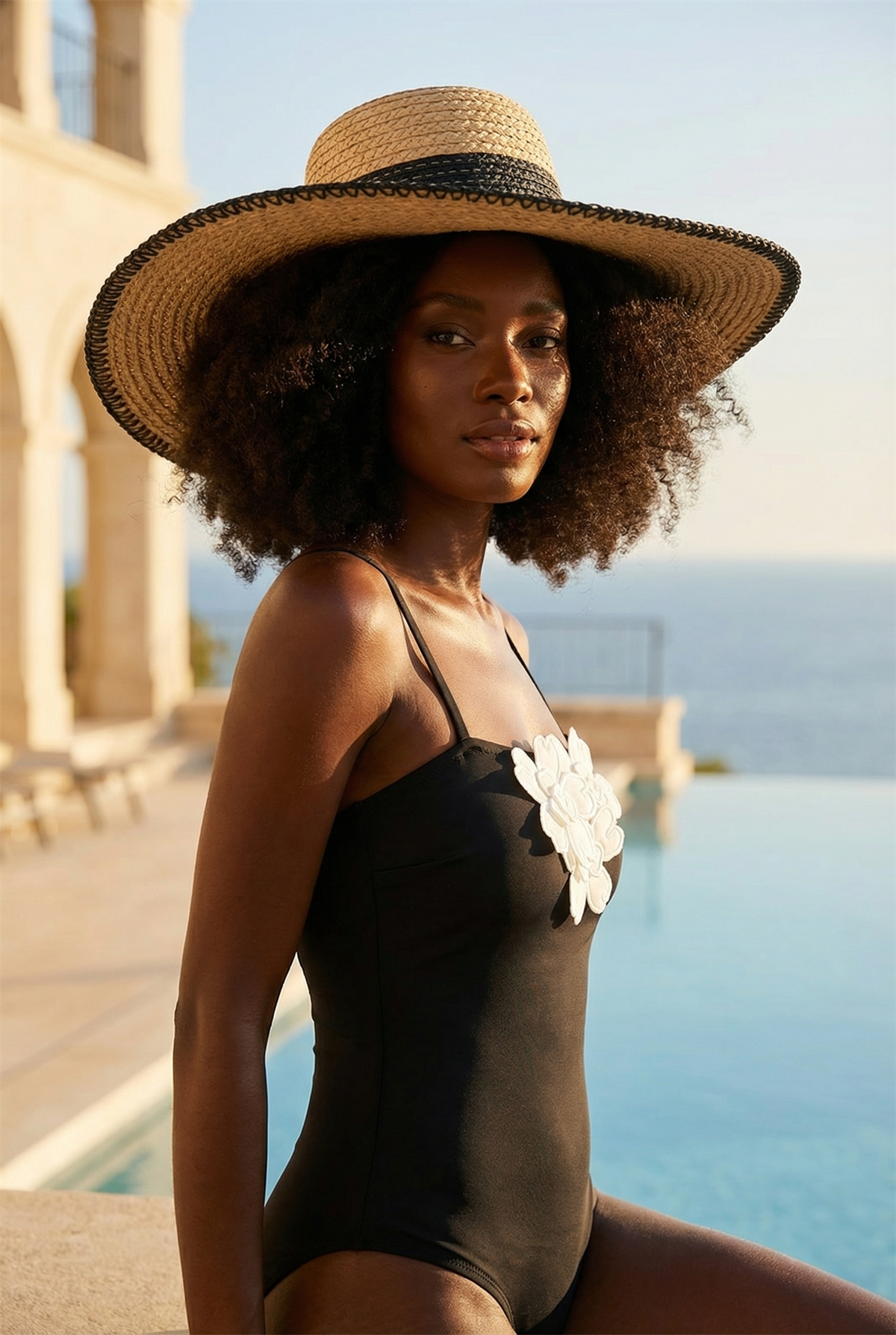 Womens Striped Straw Hat Camel