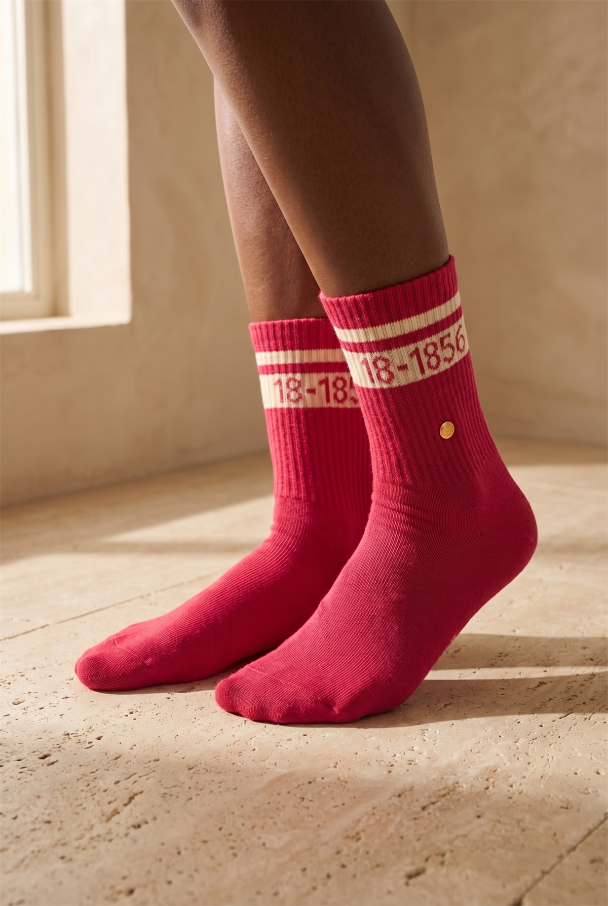 Kadın Şeritli Soket Çorap Pembe