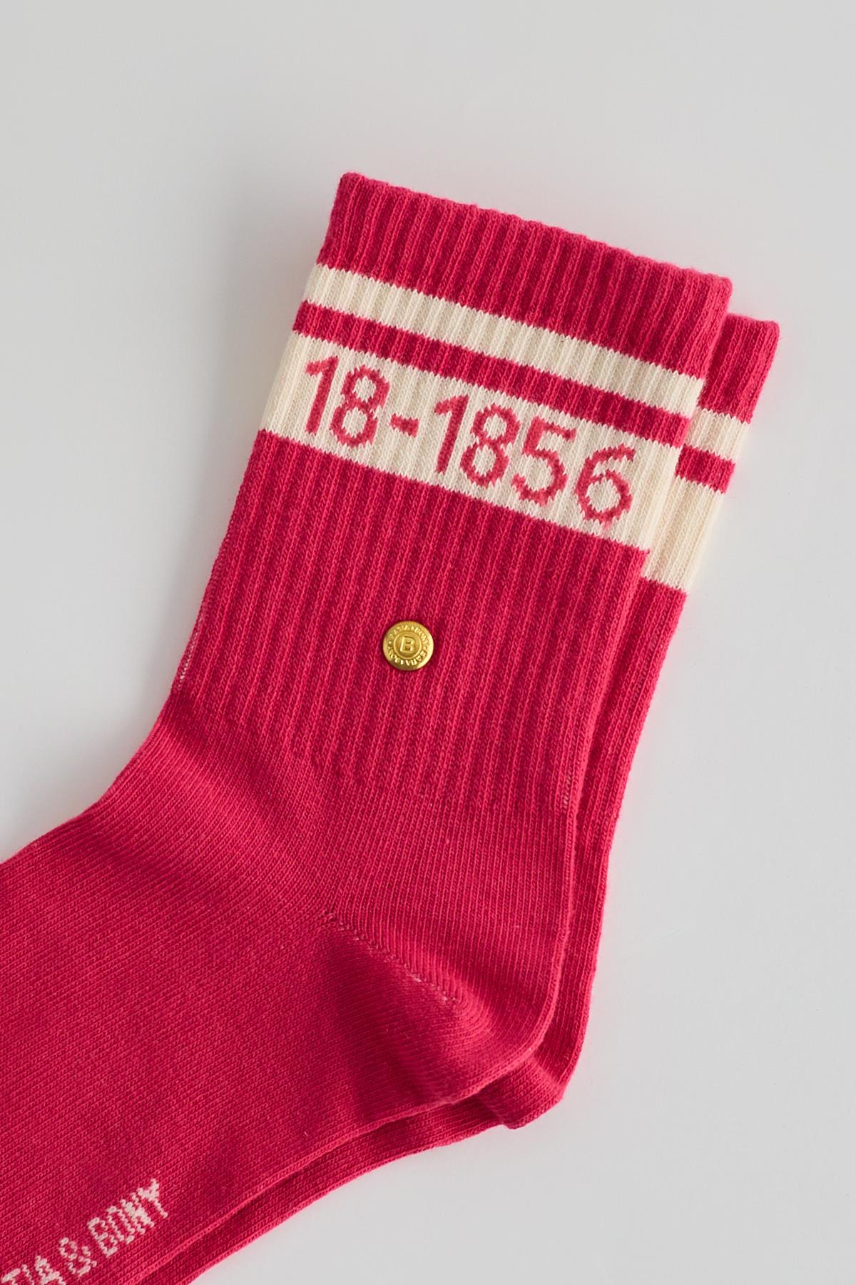 Womens Striped Ankle Socks Pink