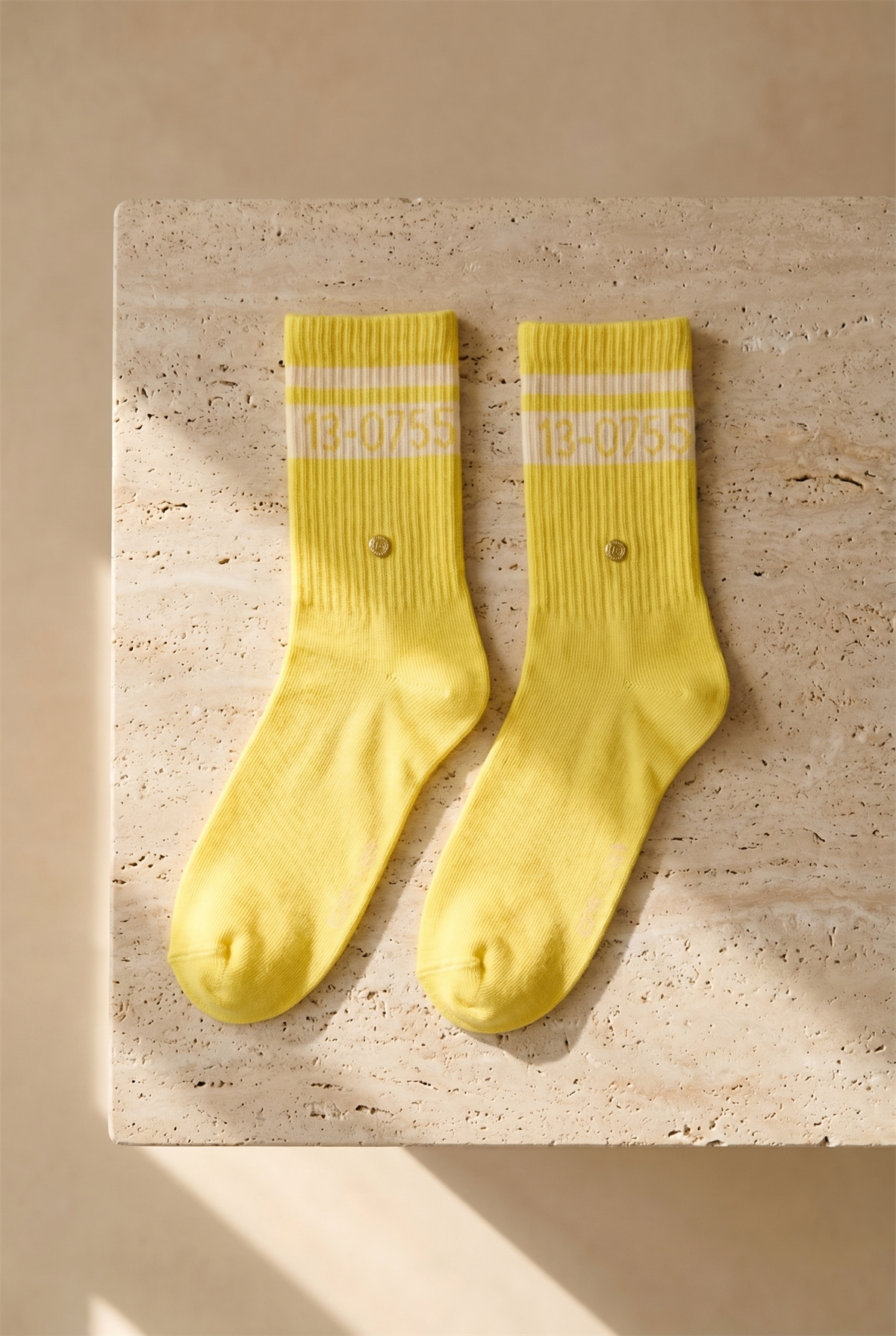 Kadın Şeritli Soket Çorap Sarı