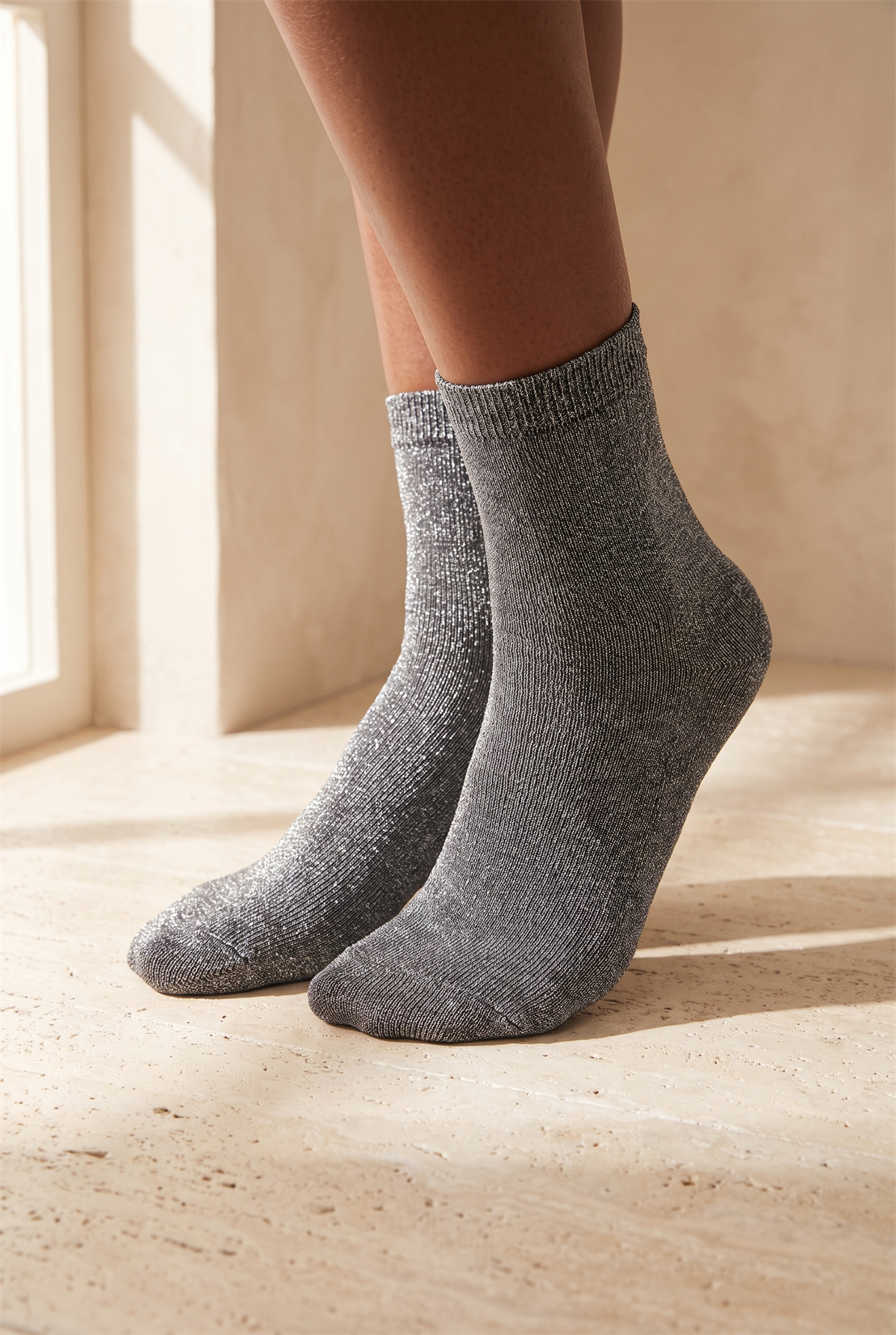 Womens Shine Socks Anthracite