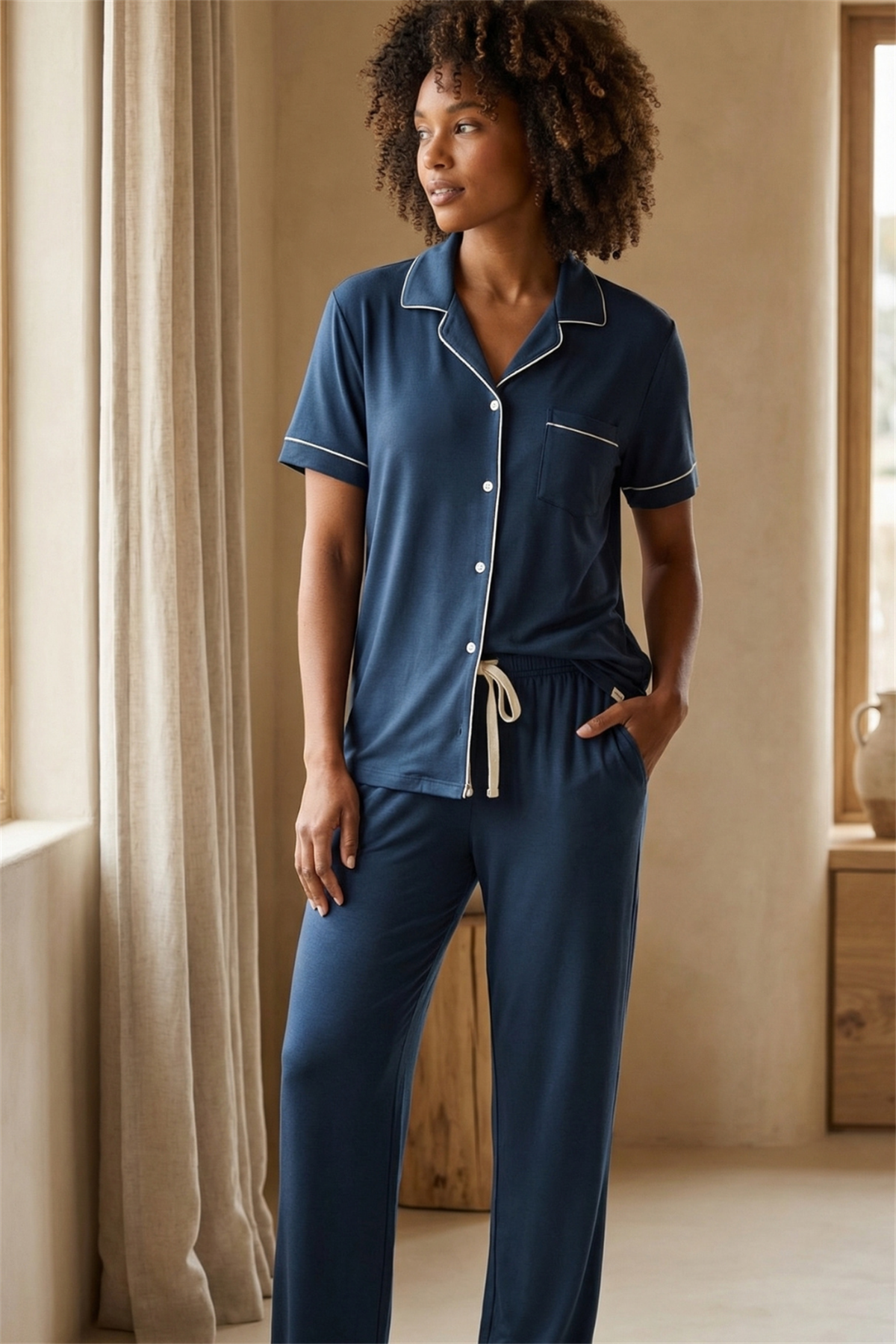 22512W3012 SILVER KADIN PİJAMA TAKIMI Navy