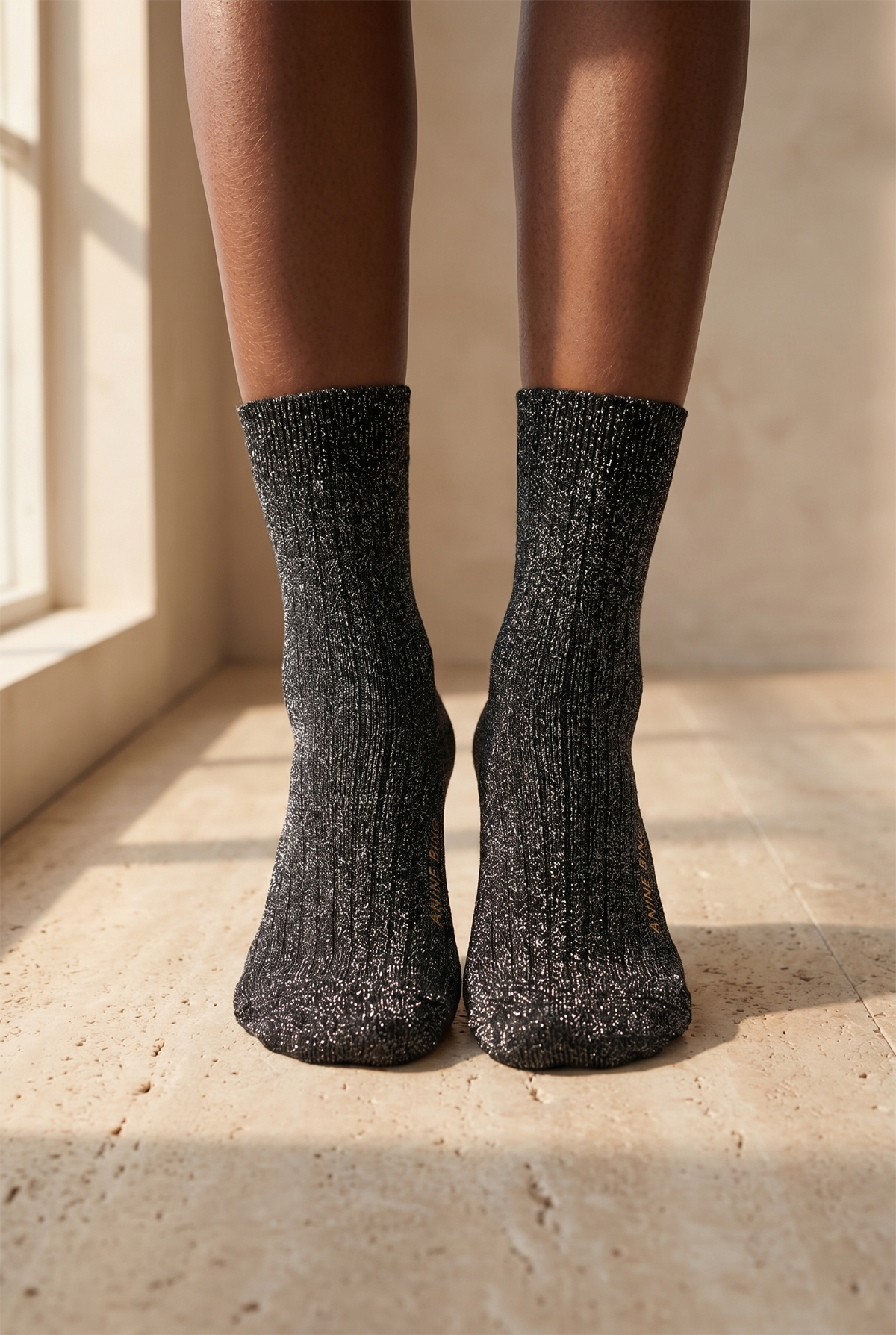 Kadın Simli Soket Çorap Siyah