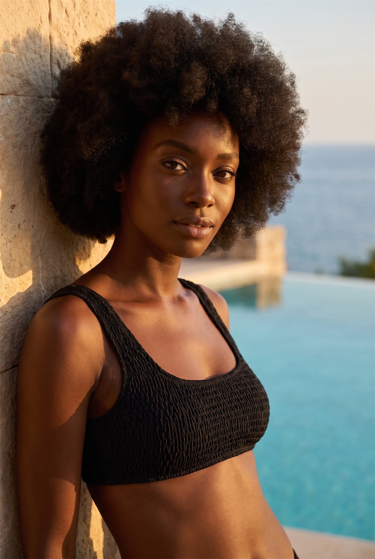 Womens Black Colored Gimped Bikini Top