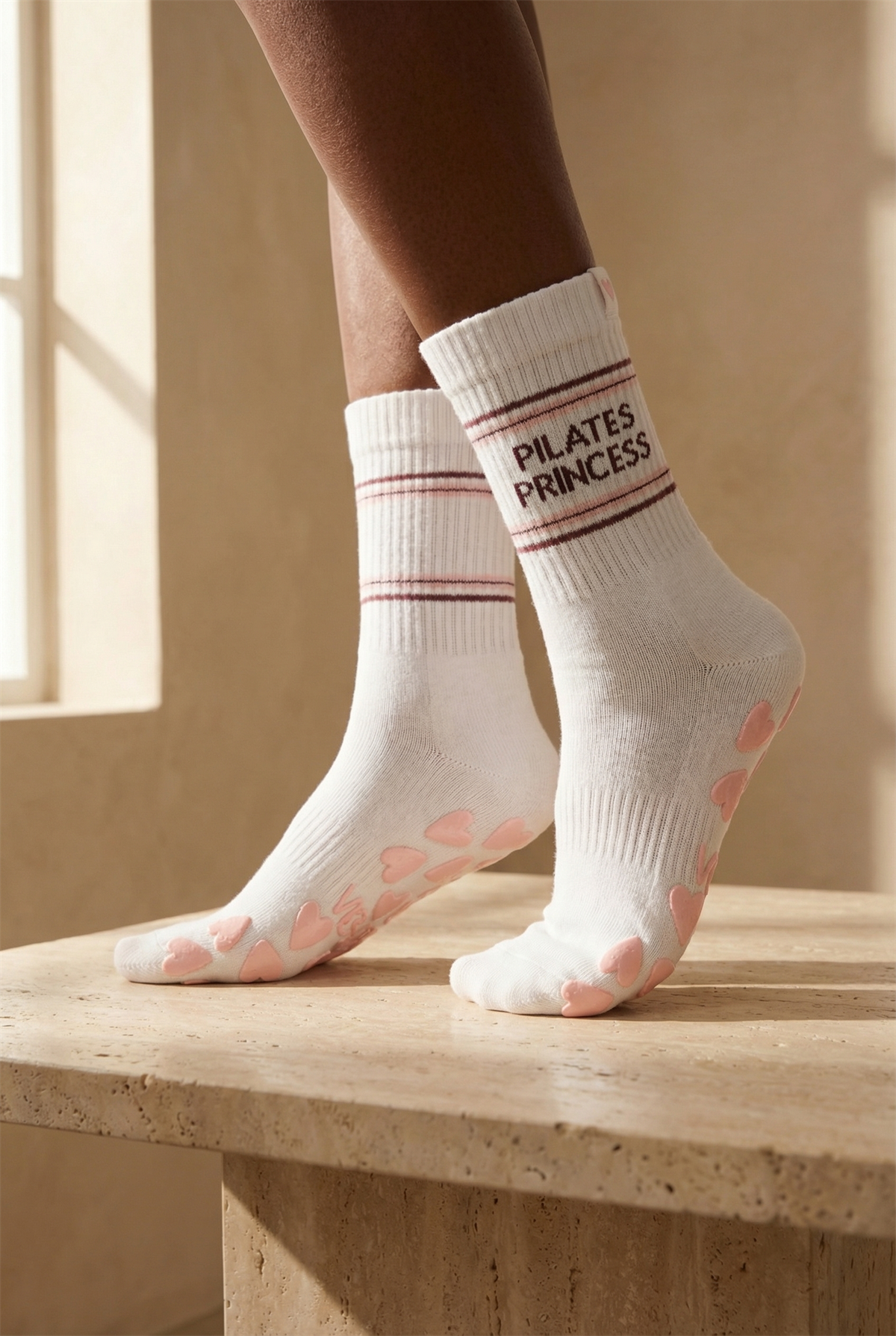 Kadın Soket Pilates Çorabı Ekru