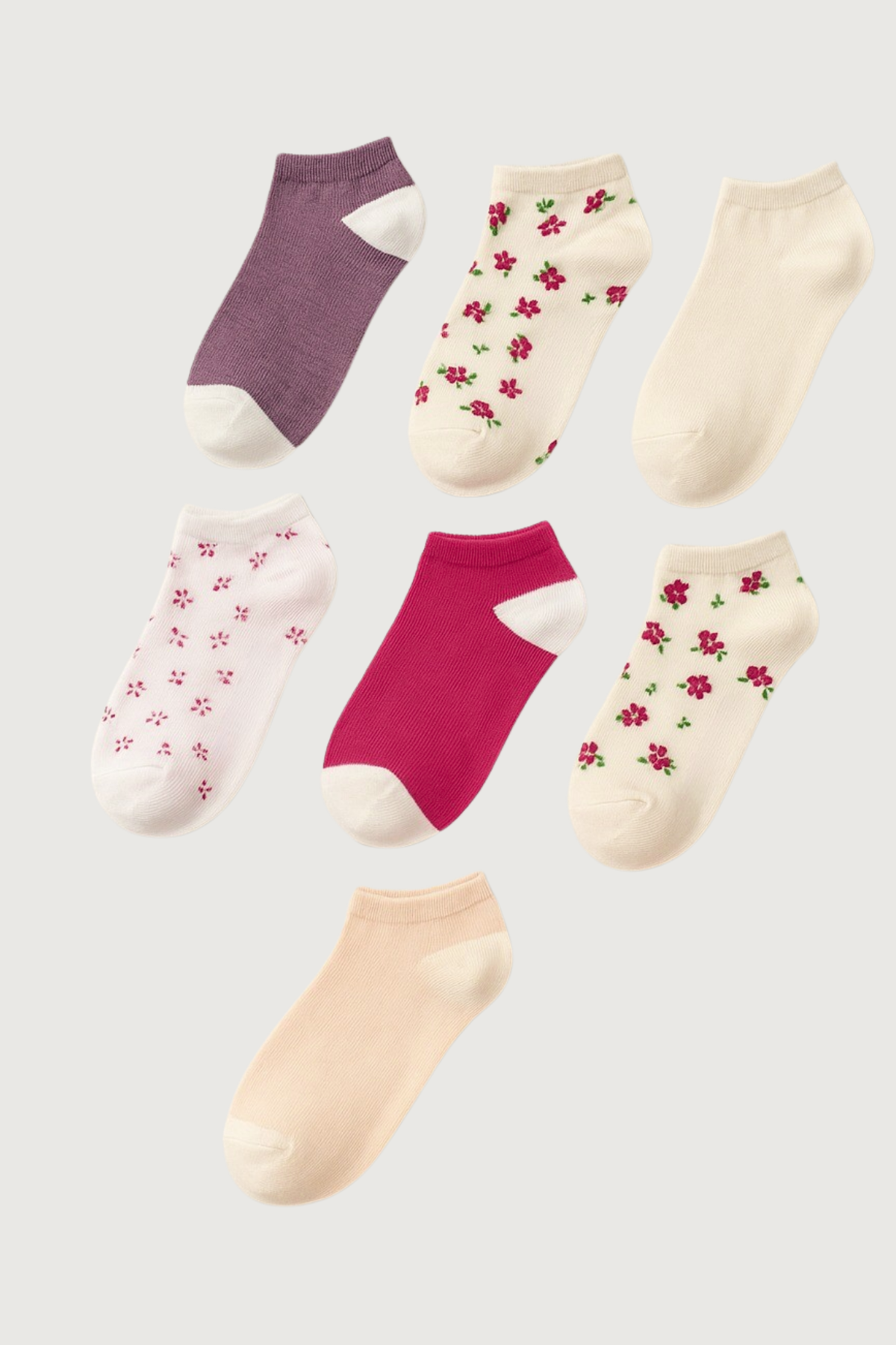 Womens Surprise Package 7-Pair Ankle Socks