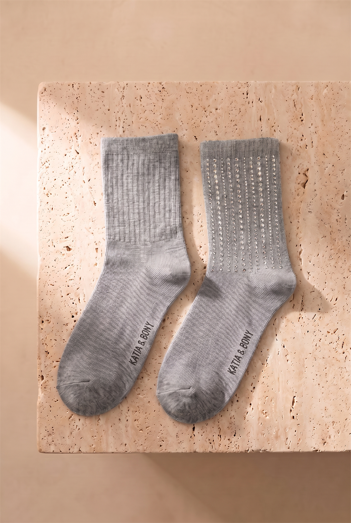 Womens Socket Socks Wıth Stone Accessory Gray