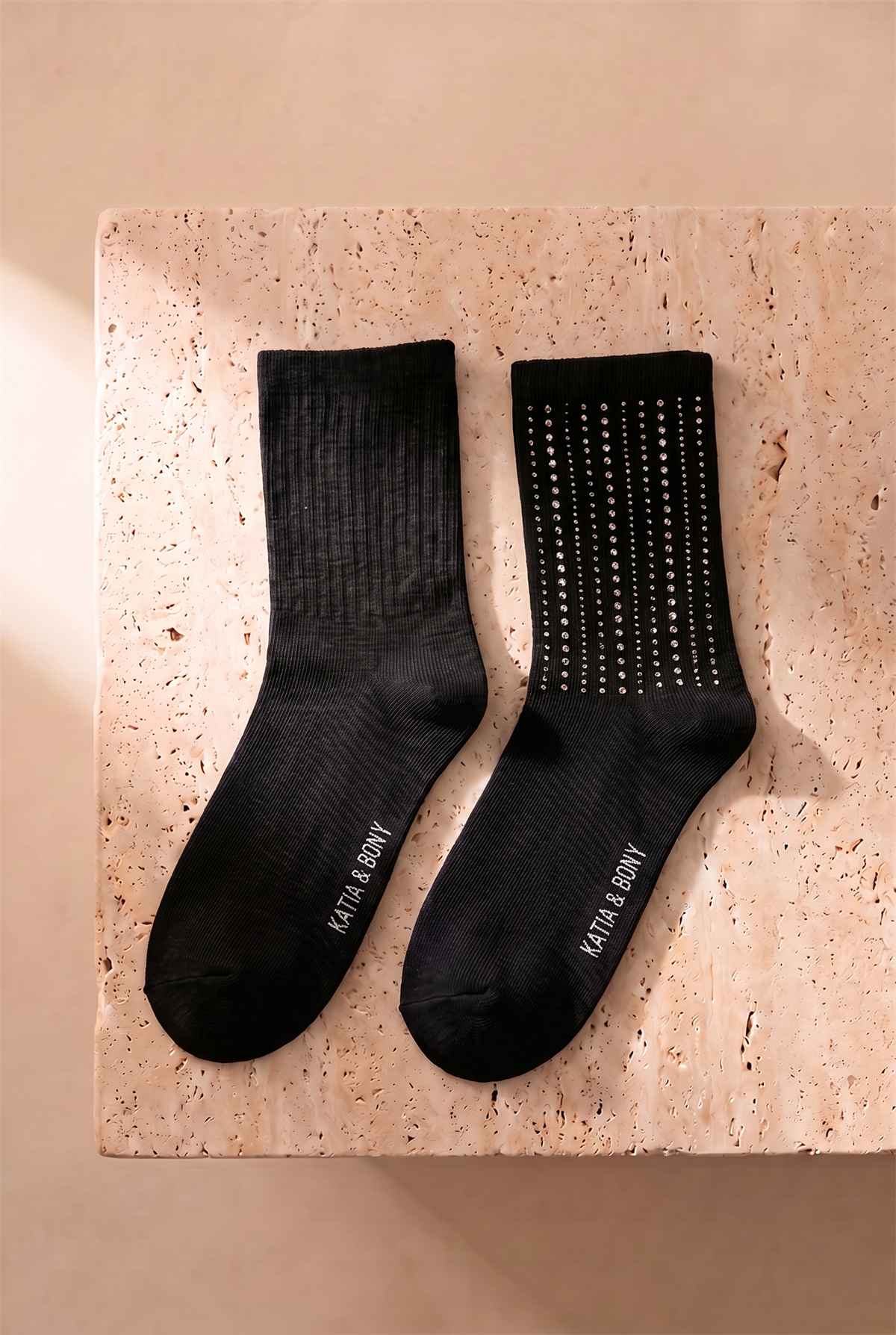 Womens Socket Socks Wıth Stone Accessory Black