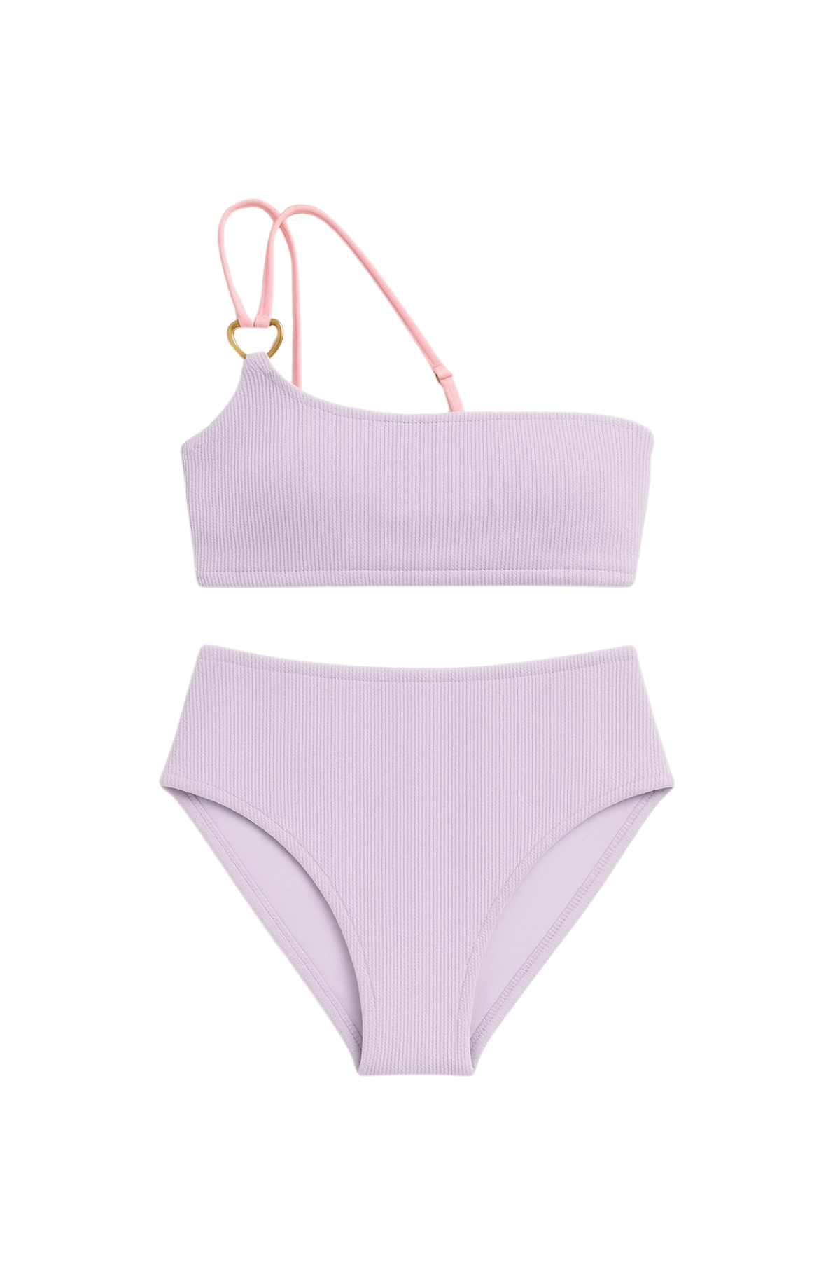 Kadın Unicorn Kalp Aksesuarlı Tek Omuz Bikini Takımı Lila