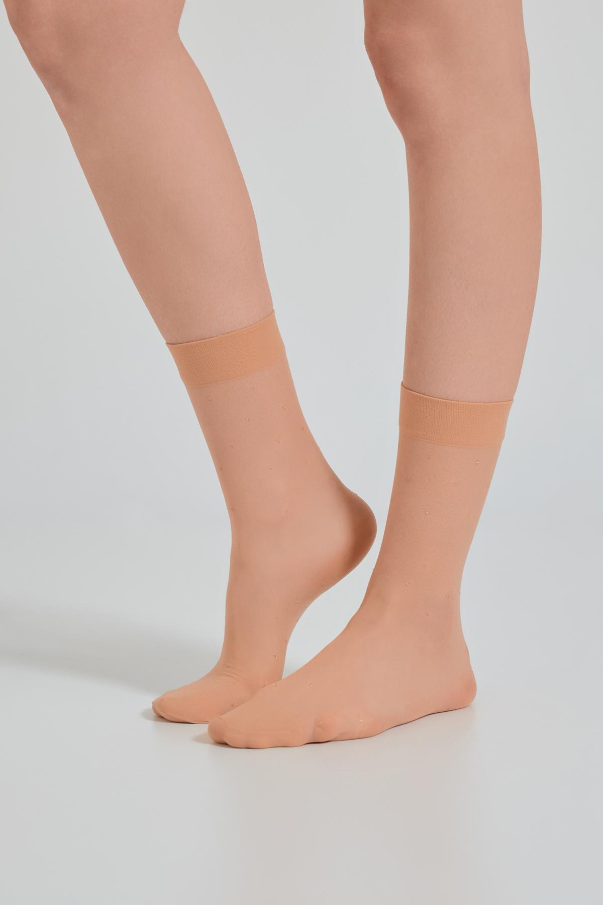 Womens Golden Thin Ankle Socks Skin