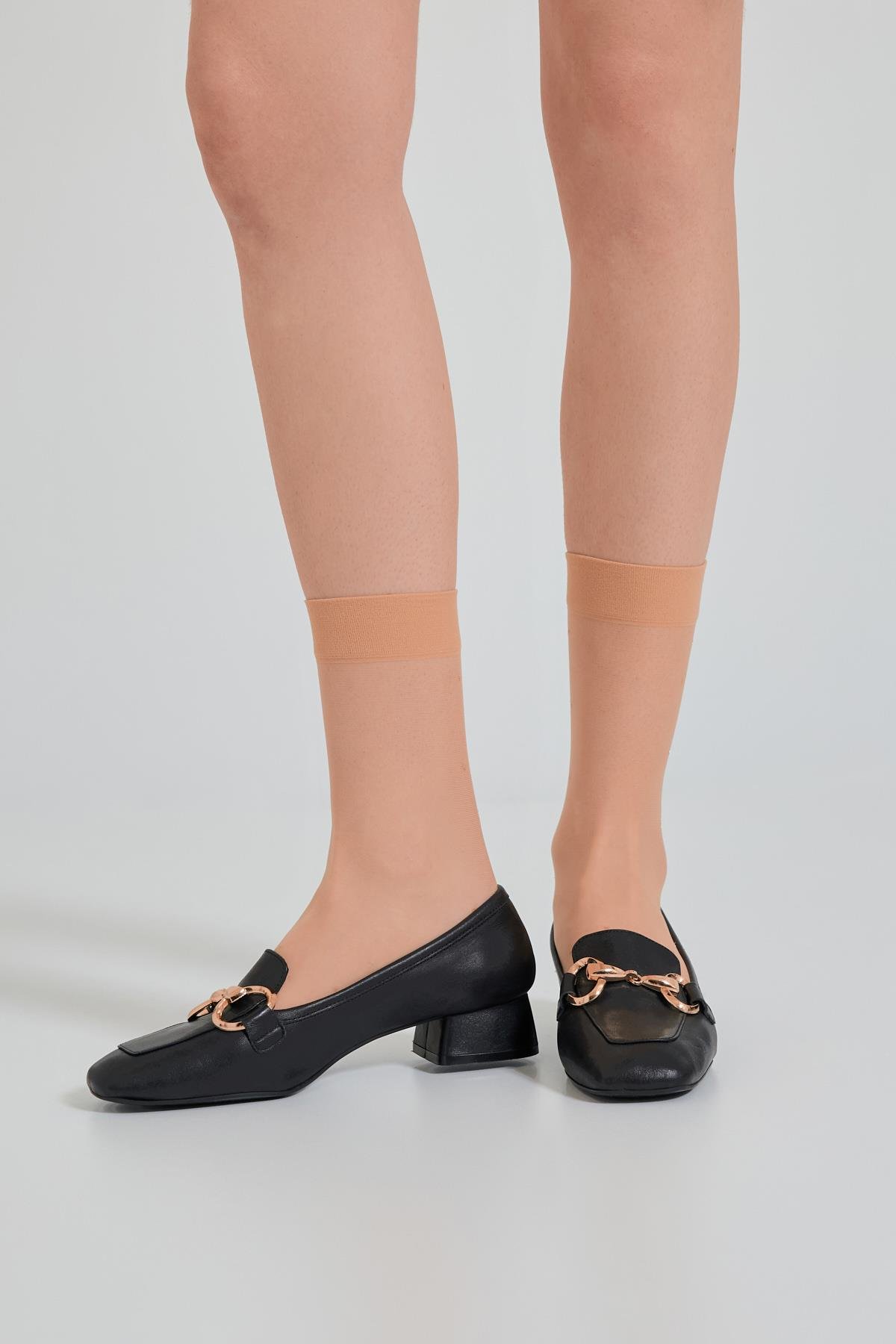 Womens Golden Thin Ankle Socks Skin