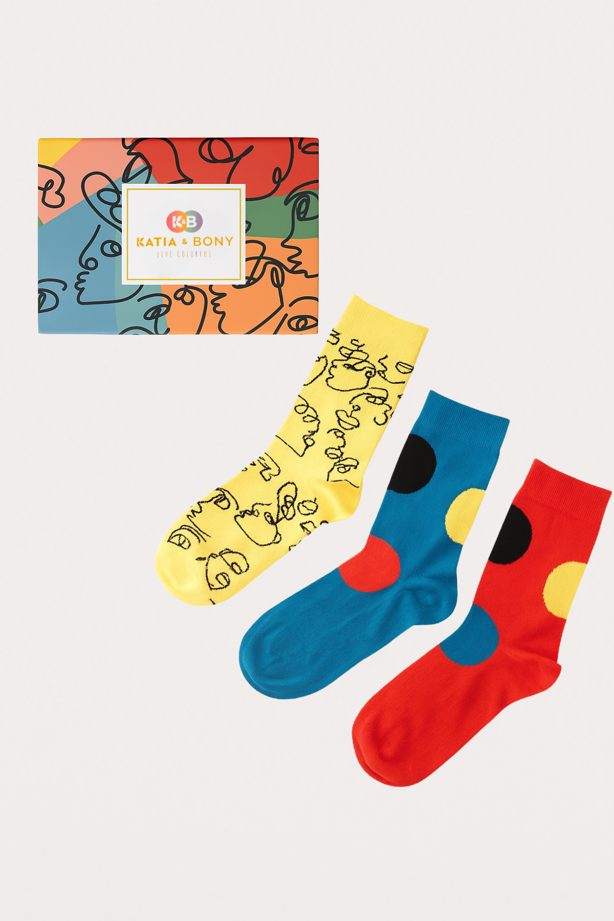 Womens Face Patterned 3-Piece Boxed Ankle Socks