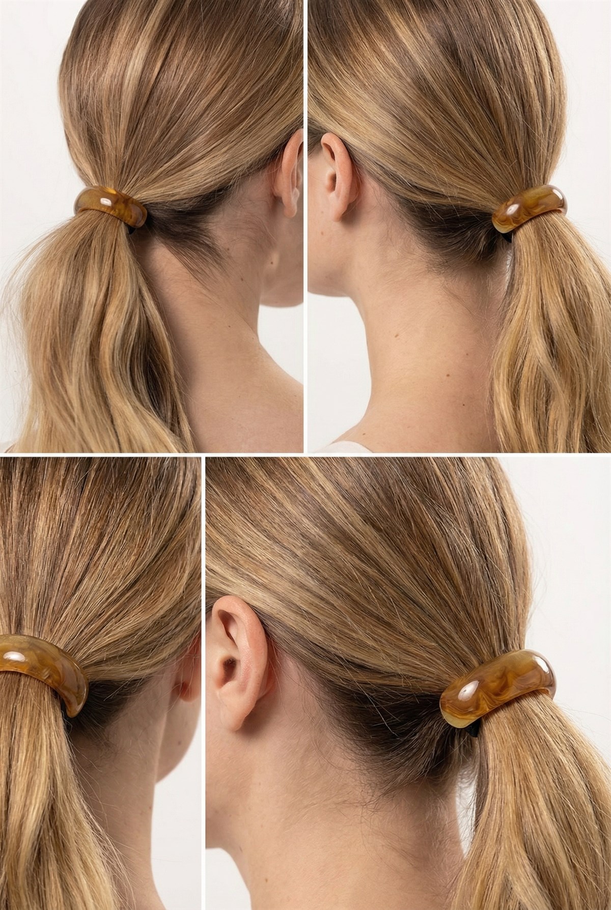 Brown Oval Bone Accessory Elastic Buckle