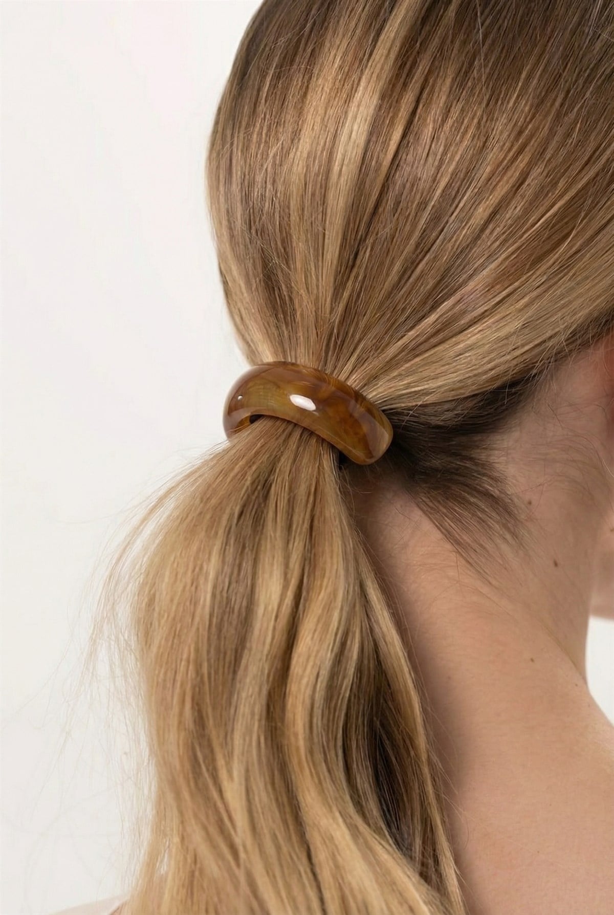 Brown Oval Bone Accessory Elastic Buckle