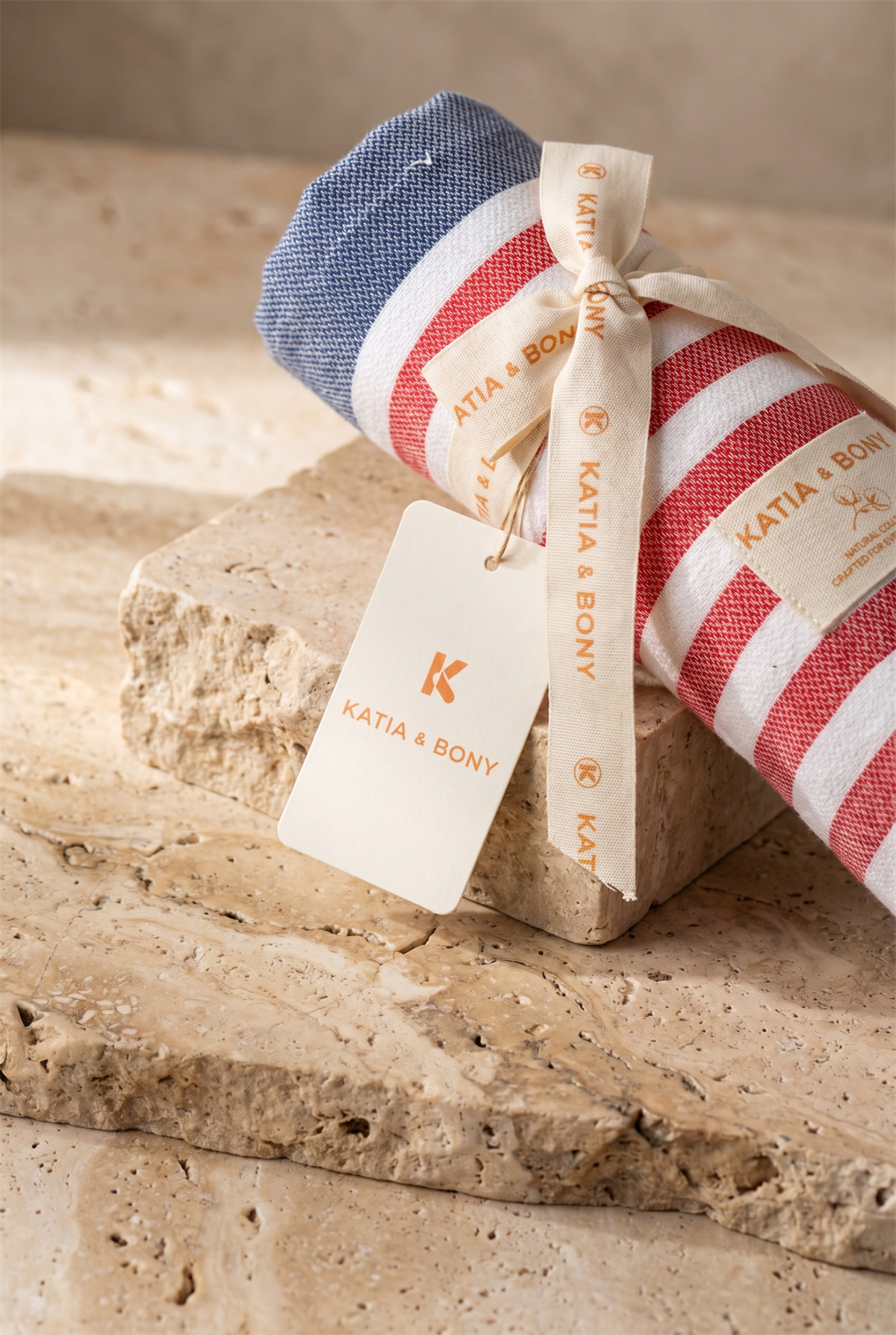 Thıck Strıped Peshtemal Navy Blue