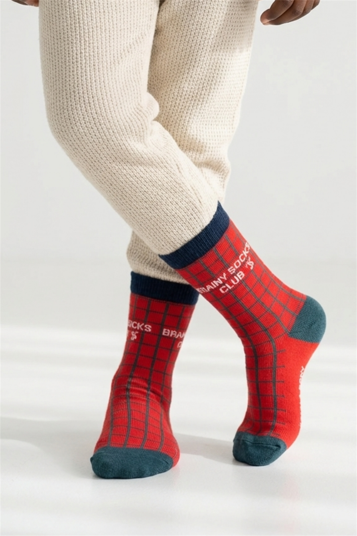 Kareli Kırmızı Çocuk Soket Çorap