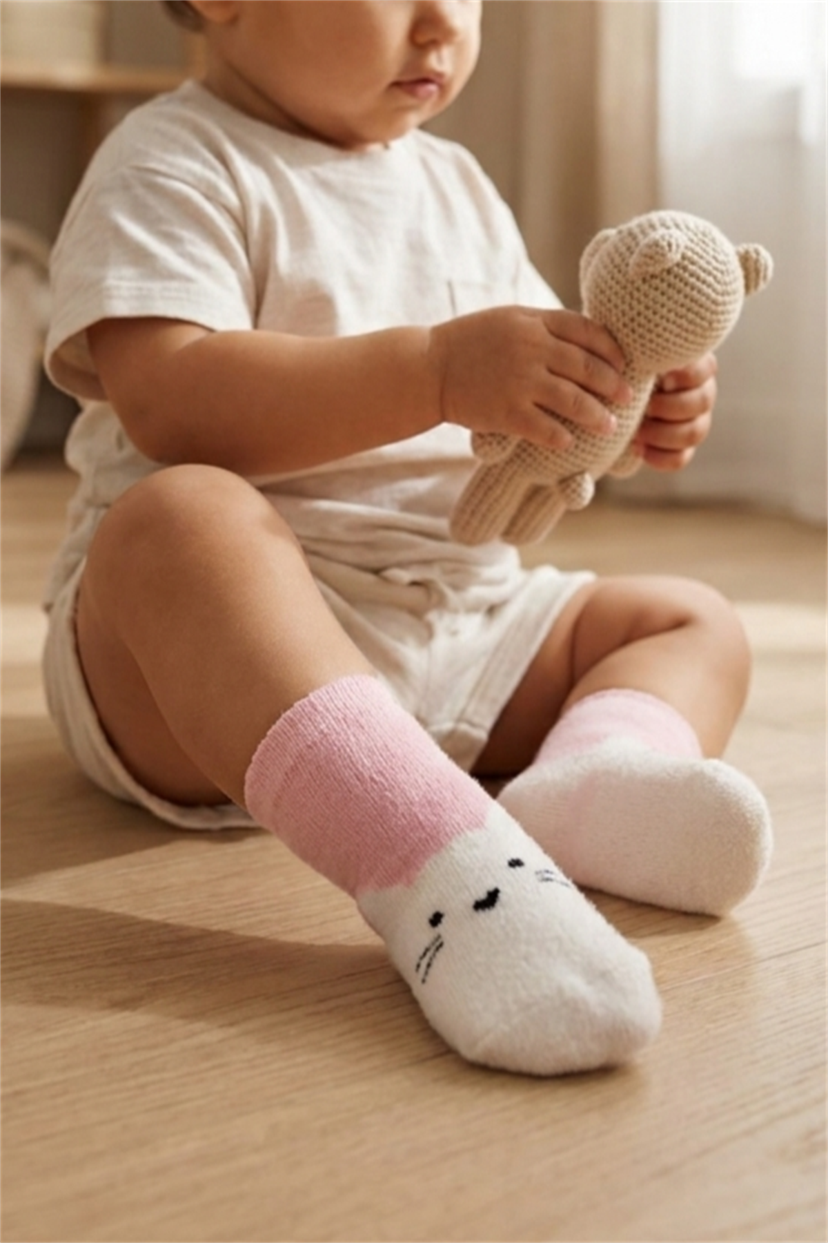 Cat Pattern Baby Socket Socks Pink