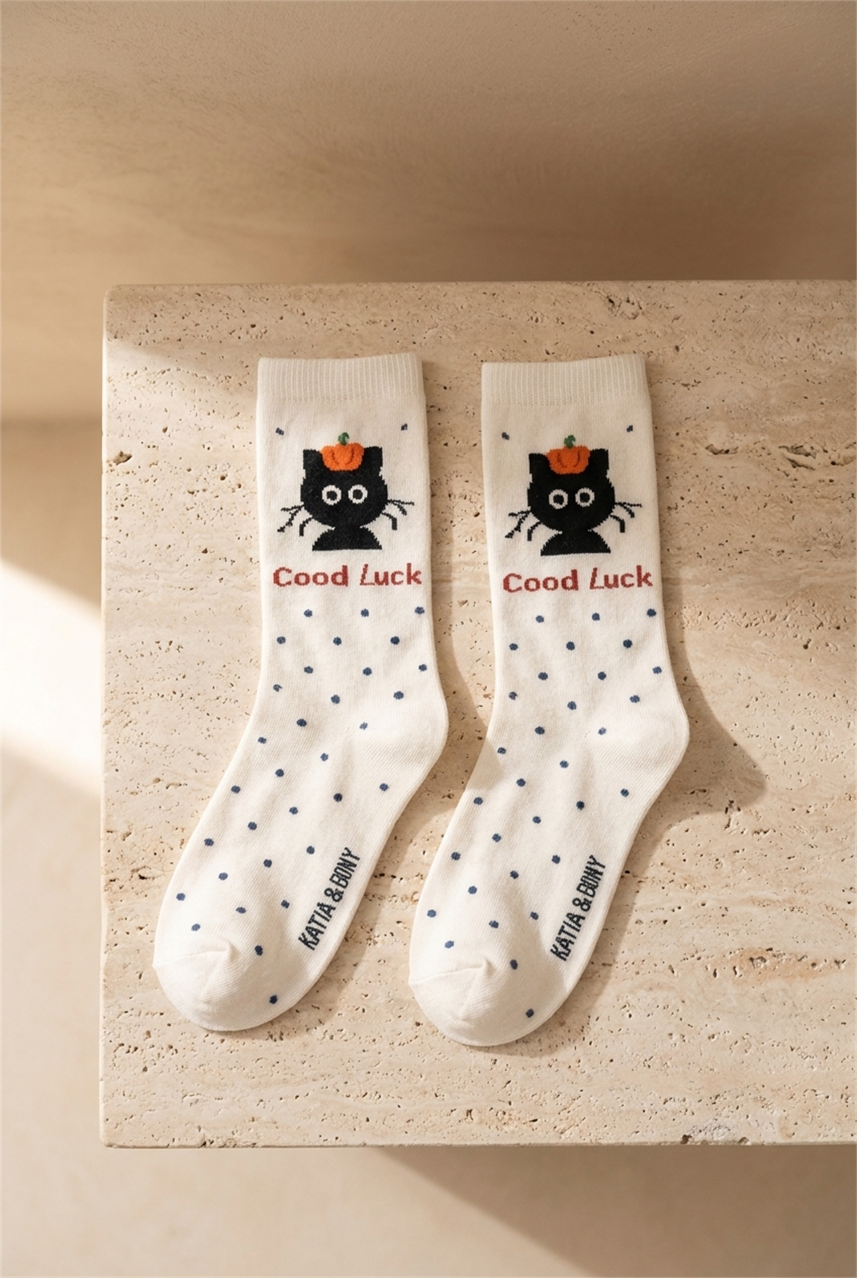 Kedi Desenli Turuncu Çocuk Soket Çorap