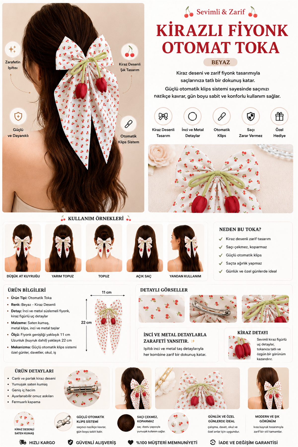 Cherry Bow Vending Buckle White