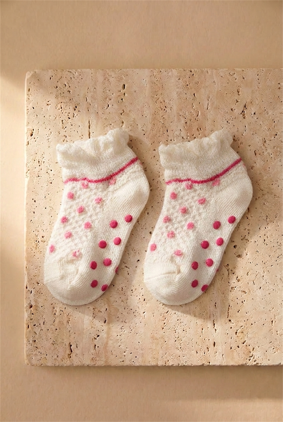 12601B1001 2PCK RENKLİ KALPLİ BEBEK STEP ÇORAP White Karışık