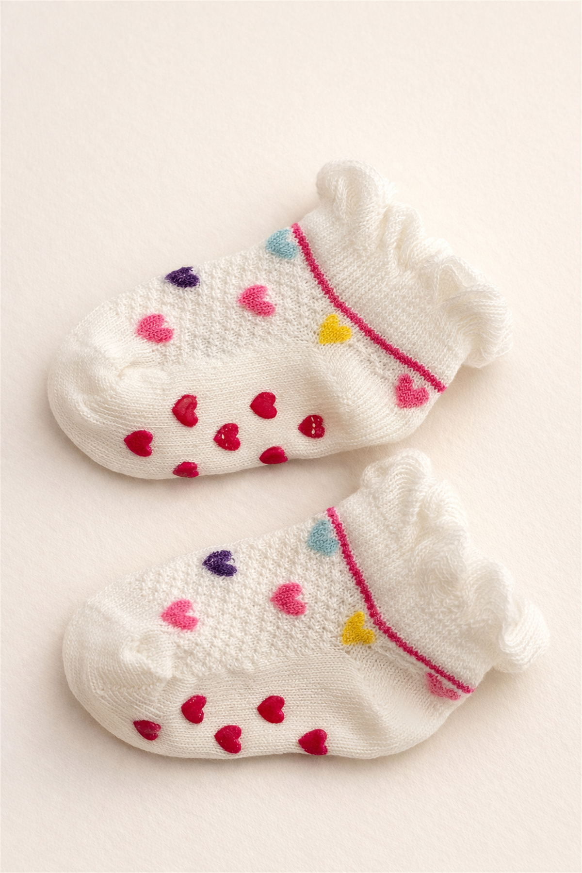 Kız Bebek 2li Renkli Slikon Tabanlı Step Çorap