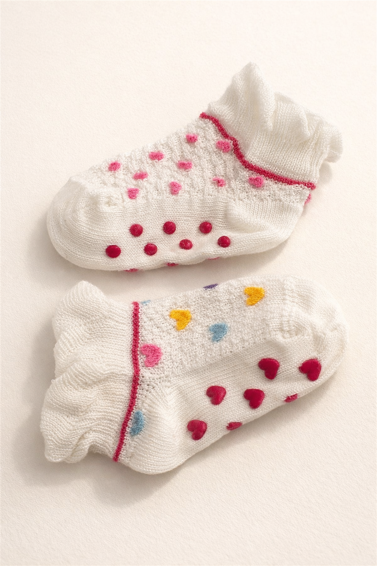 Kız Bebek 2li Renkli Slikon Tabanlı Step Çorap