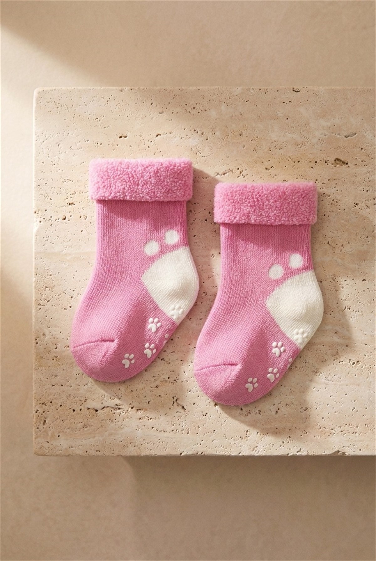 Baby Girl 3-Piece Towel Sock Pink-White-Yellow