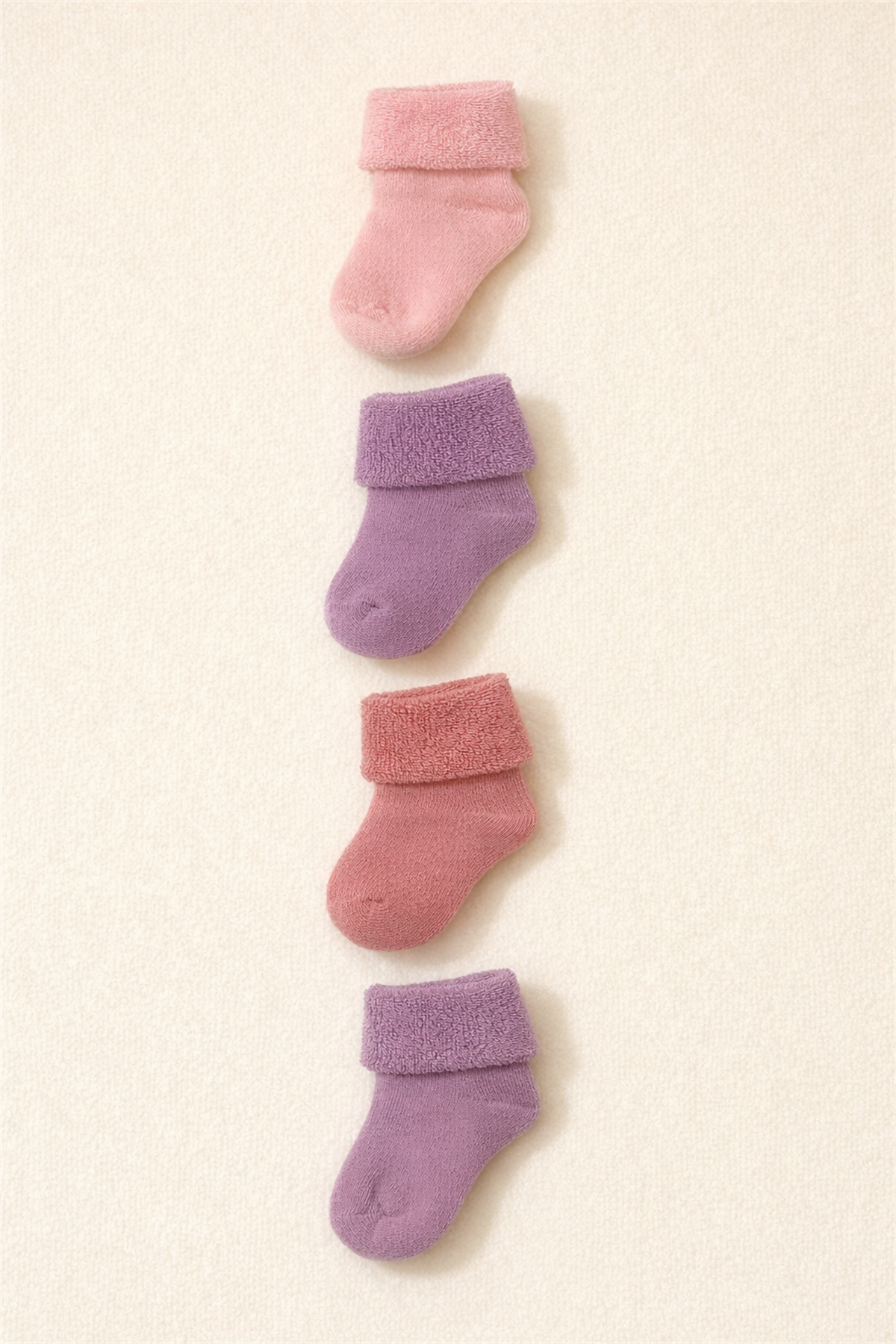 Kız Bebek 4lü Havlu Soket Çorap Pembe Mix