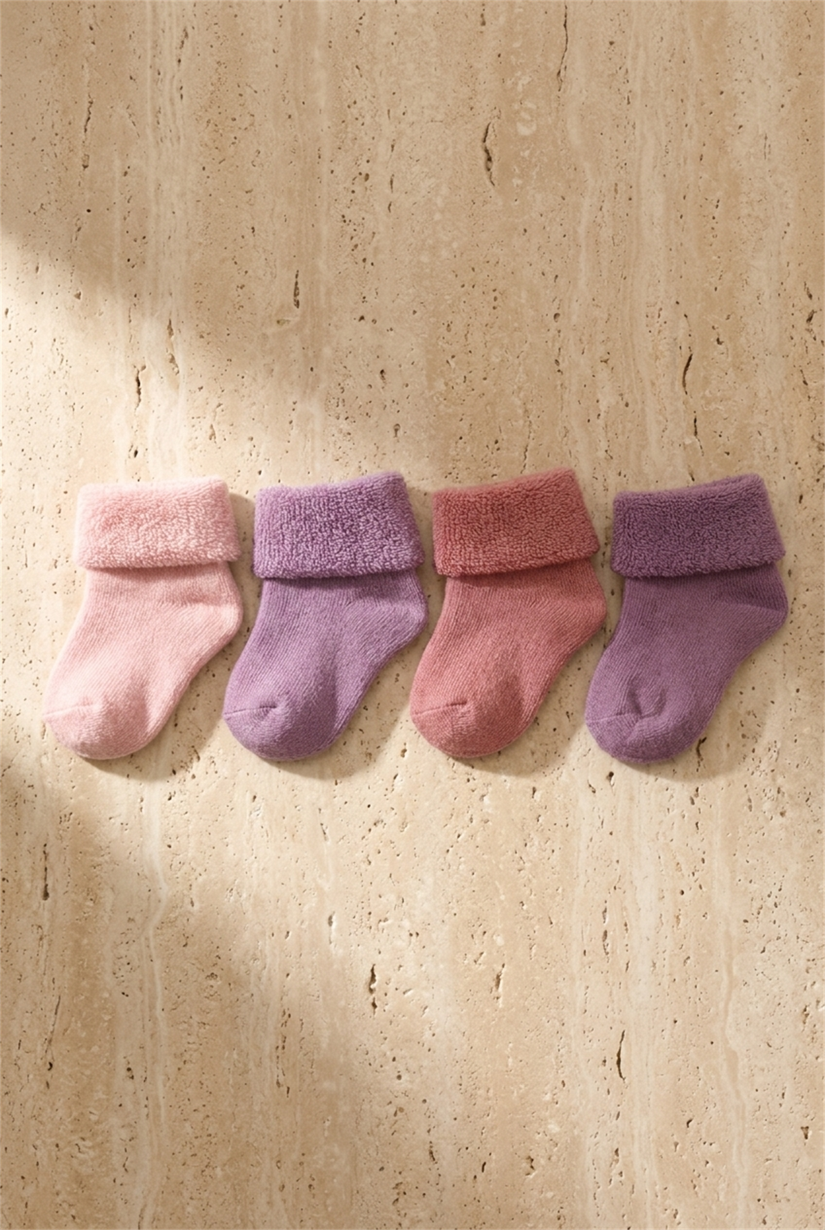 Baby Girl 4-Piece Towel Socks Pink Mix