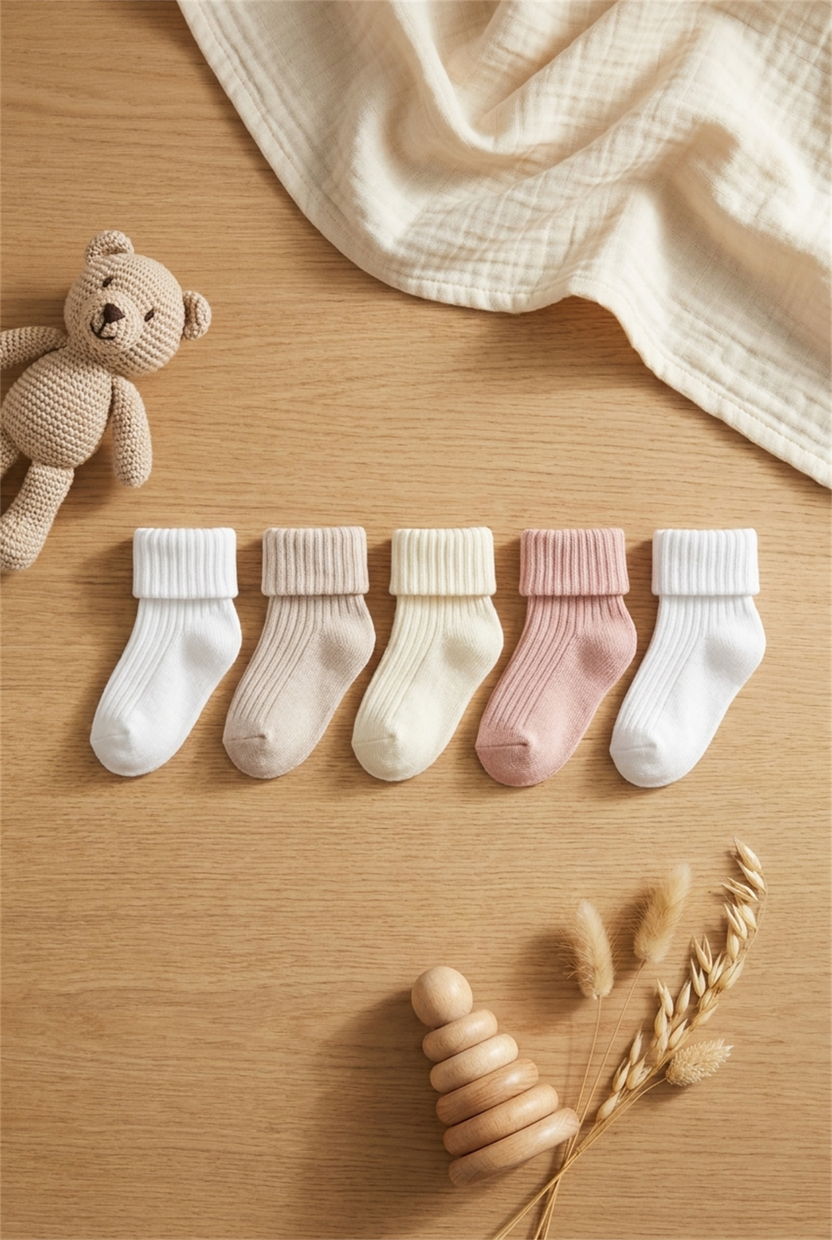 Kız Bebek 5li Karışık Paket Soket Çorap Çok Renkli