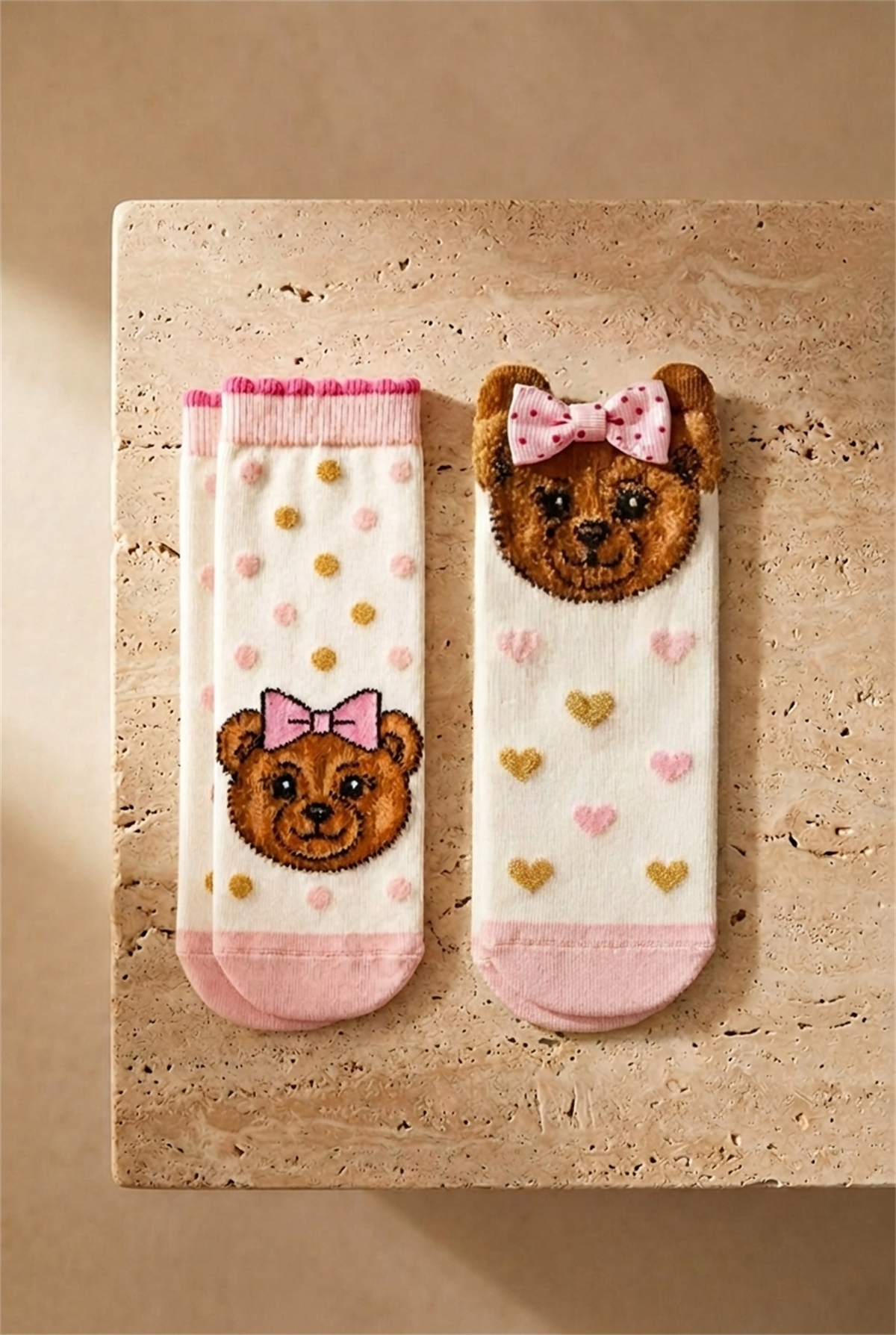 Baby Girl Ocean Odyssey Bear 2-Piece Sock Rose Pink