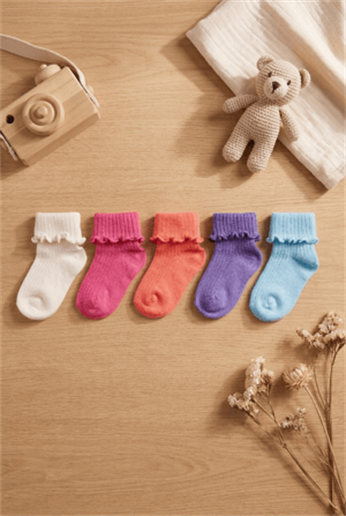 Baby Girl Striped 5-Piece Socks