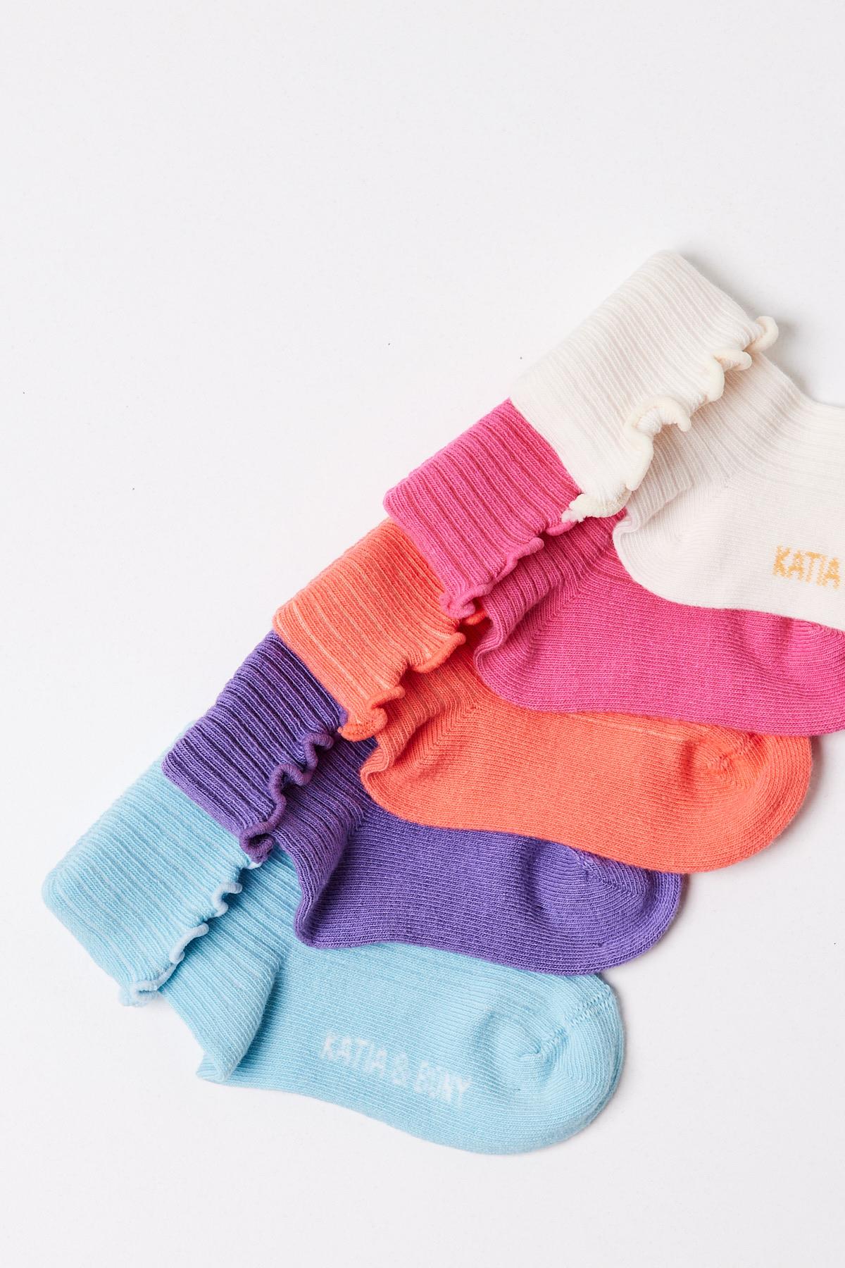 Kız Bebek Şeritli 5li Soket Çorap