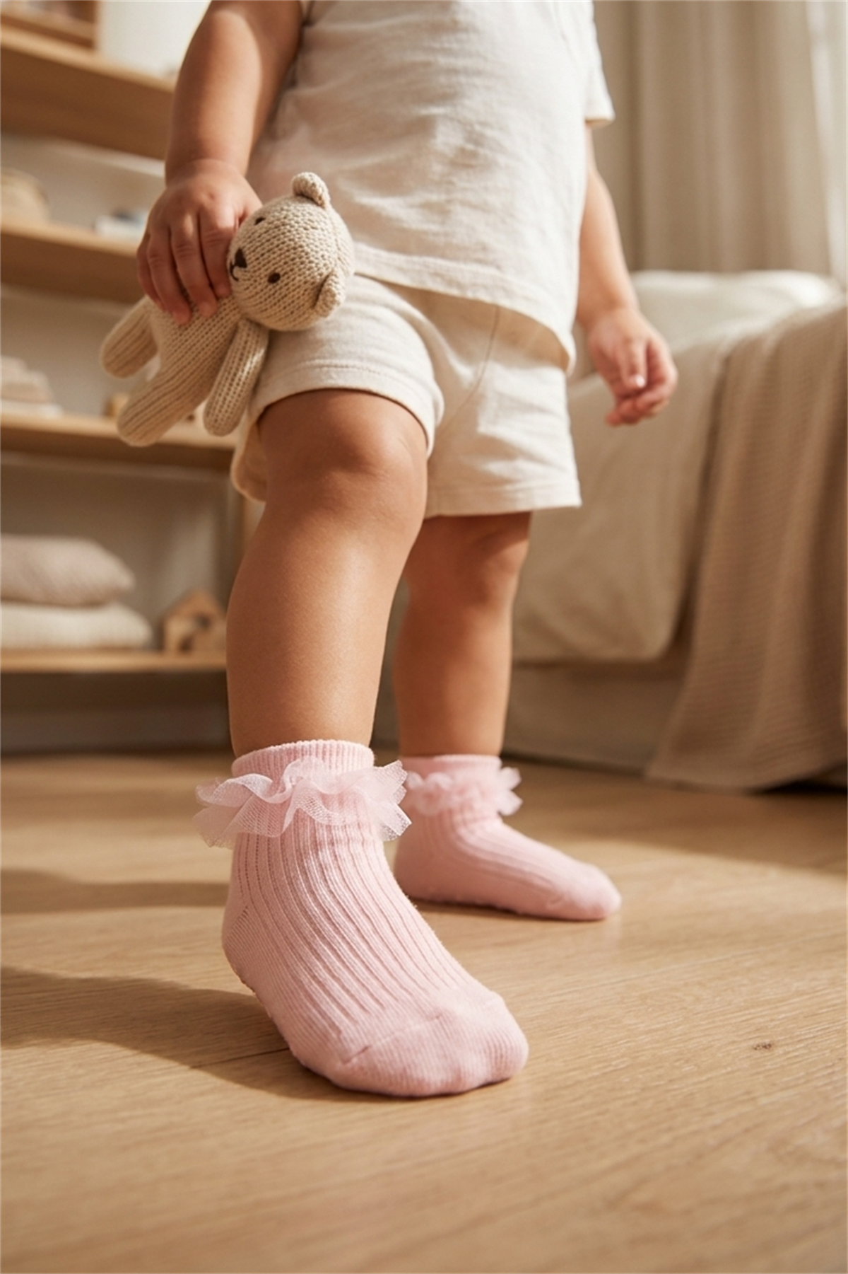 Baby Girl Tulle Accessory Step Socks Pink