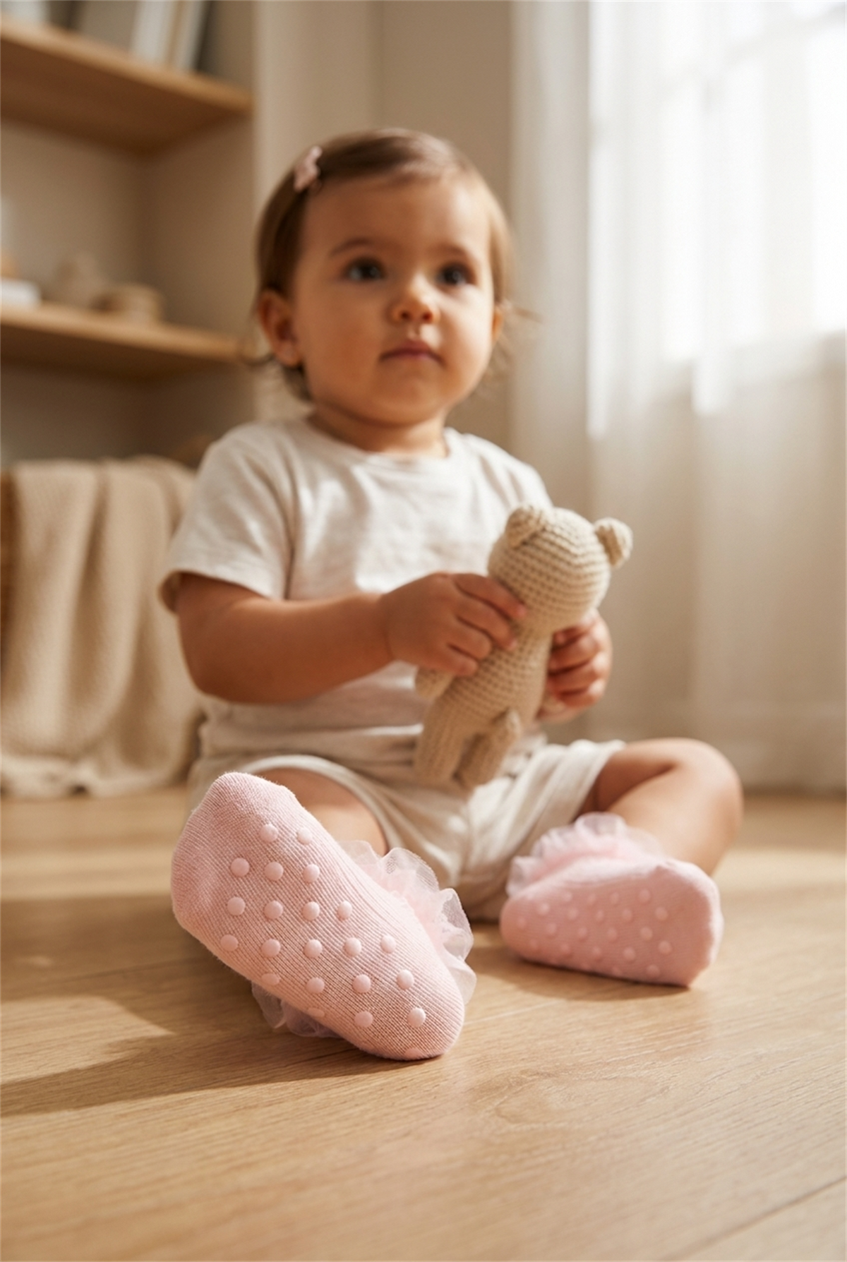 Baby Girl Tulle Accessory Step Socks Pink