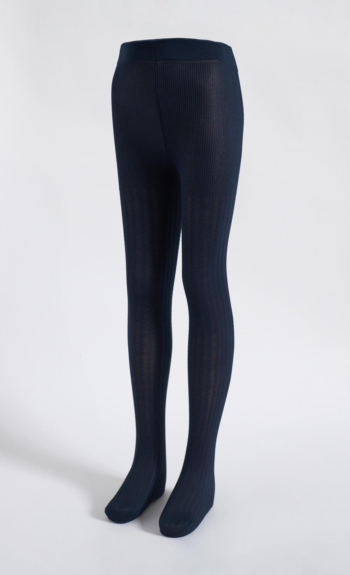 Girls 20 Denier Patterned Tights Navy Blue